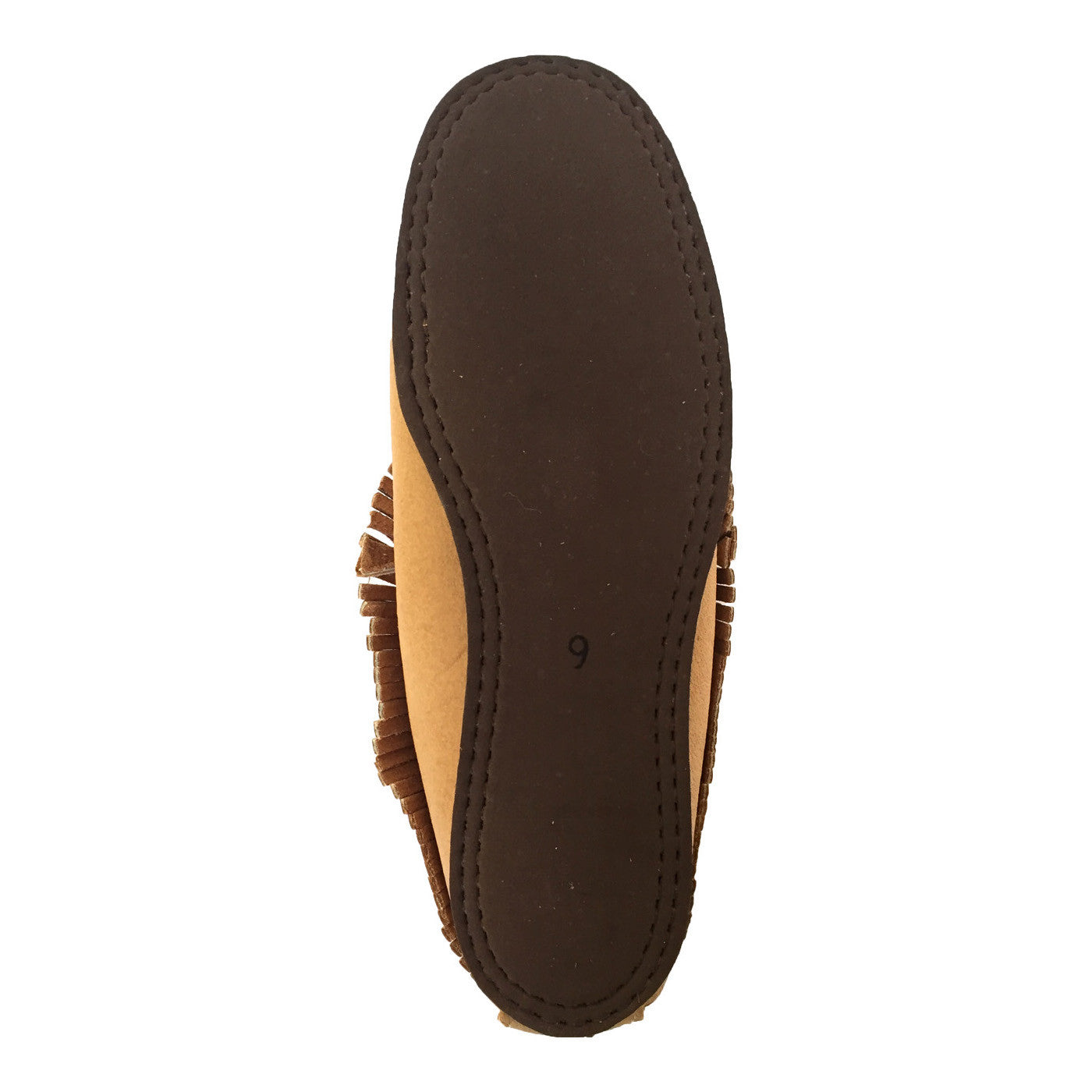 Women's Soft Moose Hide Leather Moccasins with Rubber Sole & Fringed Design - Comfortable Indoor/Outdoor Slip-On Shoes for Casual Wear & Home