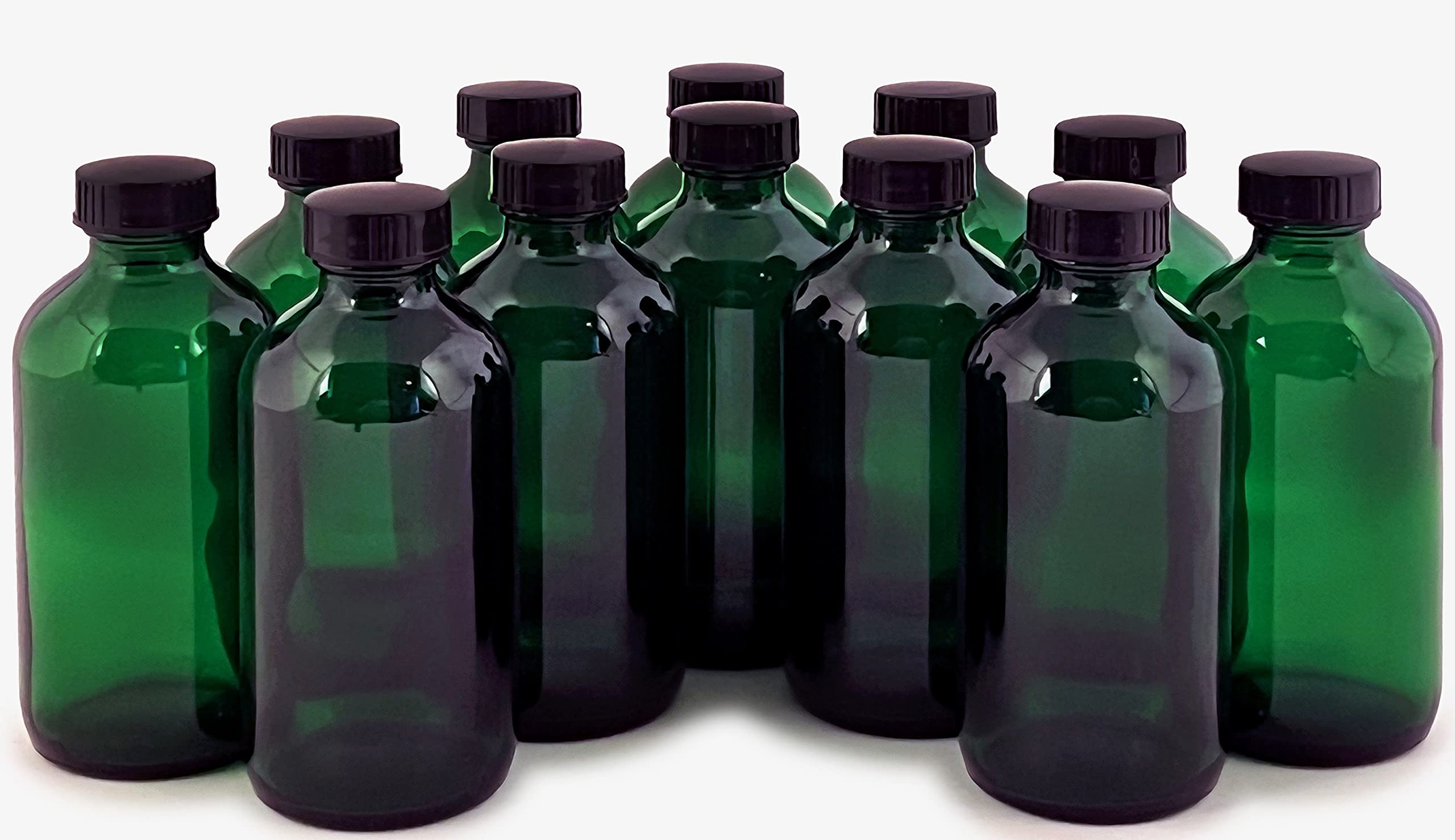 Vivaplex 12-Pack 8 oz Green Glass Bottles with Lids - Perfect for Essential Oils, DIY Beauty Products & Home Storage