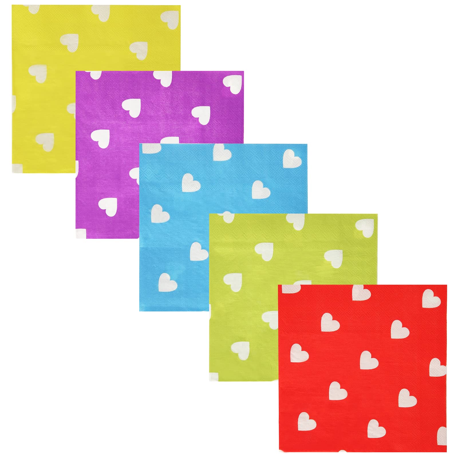 Jagrove 100-Pack Valentine's Day Heart Printed Paper Napkins - 2-Ply Disposable Beverage & Dinner Napkins 6.5x6.5 Inches - Perfect for Wedding, Anniversary, Romantic Dinner & Party Celebrations