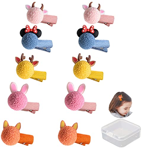10Pcs Cute Animal Hair Clips for Baby Girls - Soft Lined Alligator Barrettes Hair Accessories for Toddlers, Kids & Teens - Perfect for School, Parties & Daily Styling