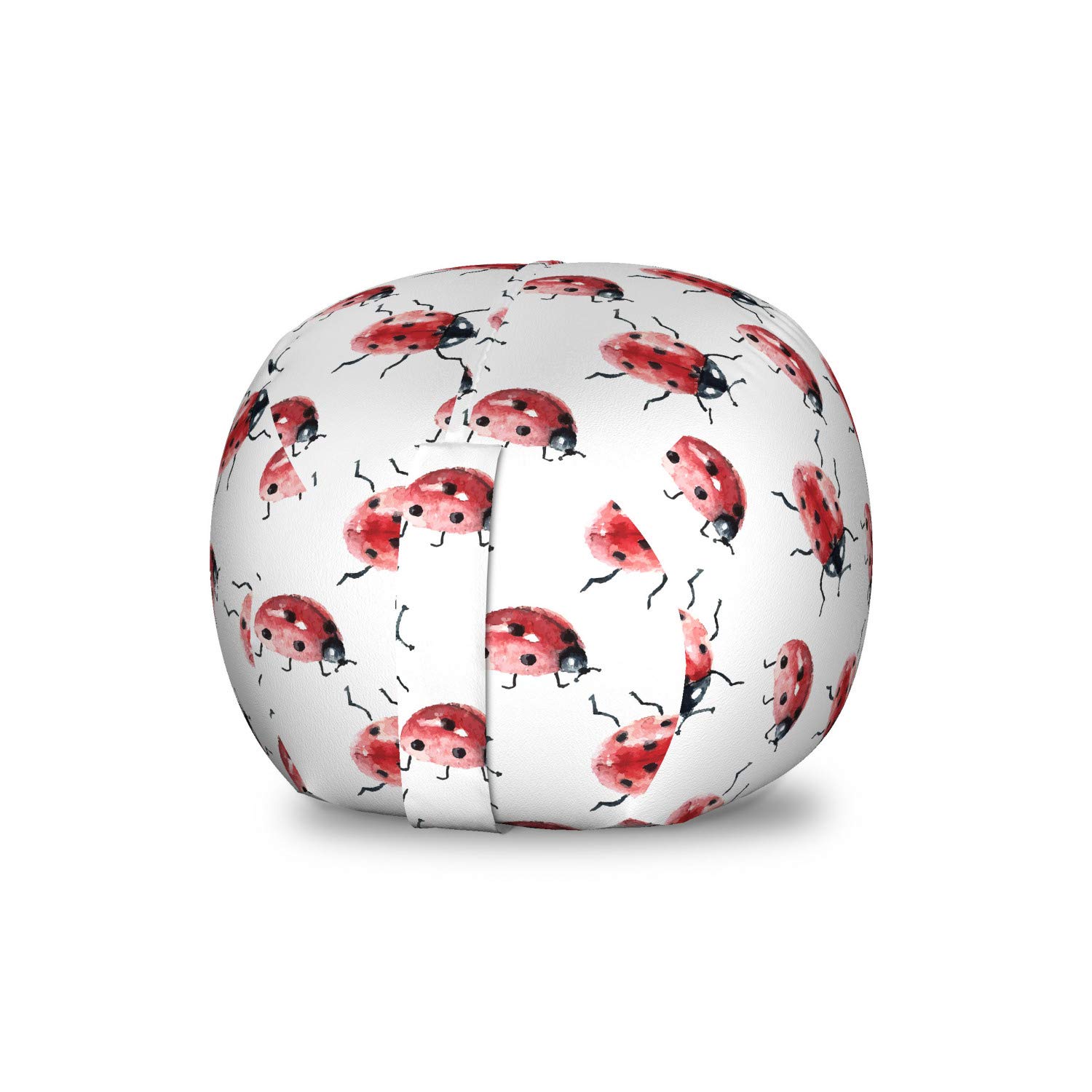 Ambesonne Watercolor Lady Bug Toy Storage Bag Chair - Washable Stuffed Animal Organizer with Insect Design, Small Size in Vermilion Black White - Perfect for Kids' Room, Nursery, and Playroom Organization