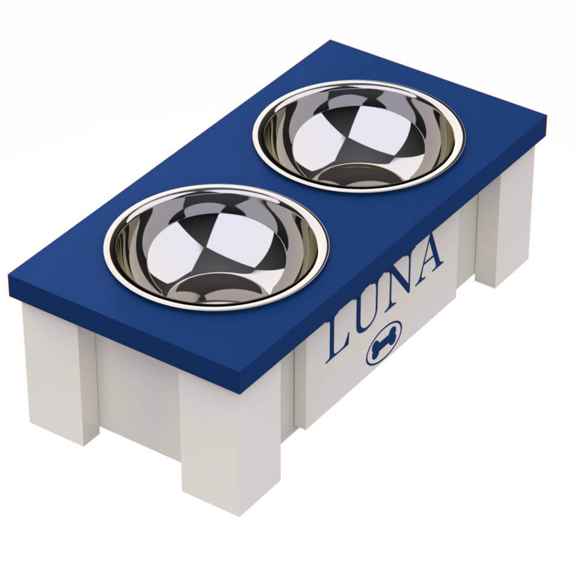 Personalized Elevated Dog Bowl Stand for Large, Medium, Small & X-Small Dogs - Stainless Steel Pet Food & Water Bowls with Internal Storage - Adjustable Raised Feeder for Healthy Eating - Perfect for Kitchen, Living Room or Outdoor Use (X-Small, Blue)