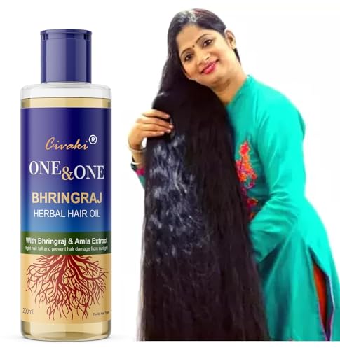 Civaki One & One Maha Bhringraj Hair Oil - 100% Pure Ayurvedic Therapeutic Oil for Hair Regrowth & Fall Control - 4X Power of Bhringraj - 200ml - Promotes Stronger, Thicker Hair for Daily Nourishment & Scalp Care