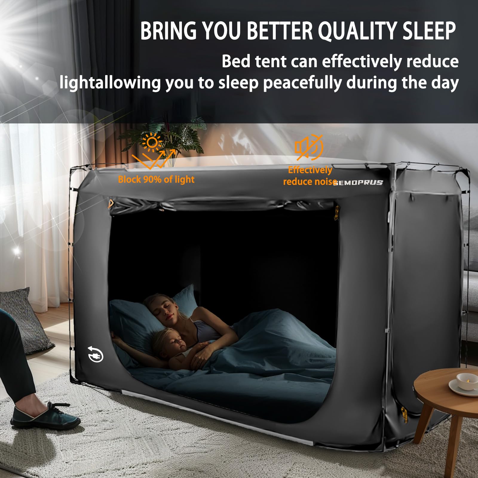 **Full Size Bed Tent for Adults & Kids - Portable Sleeping Canopy with 3 Doors, 70% Blackout & Breathable Privacy Space - Perfect for Camping, Sleepovers, and Indoor Privacy (Mattress Not Included)**