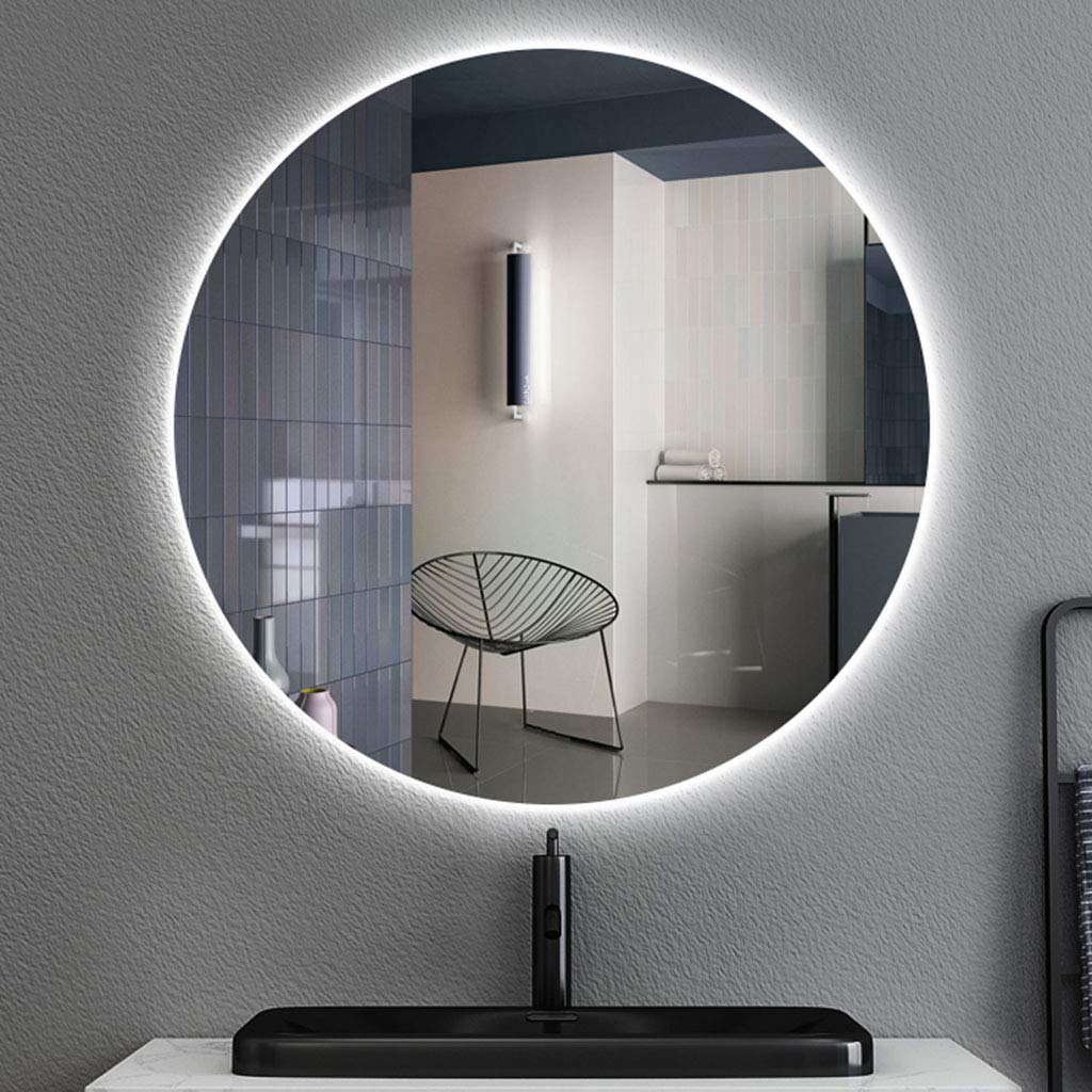 LED Illuminated Bathroom Mirror - Large Waterproof Wall-Mounted Vanity Mirror with Backlit Lighting (Round Frameless Design) - Perfect for Modern Bathrooms, Makeup Vanity & Spa Decor