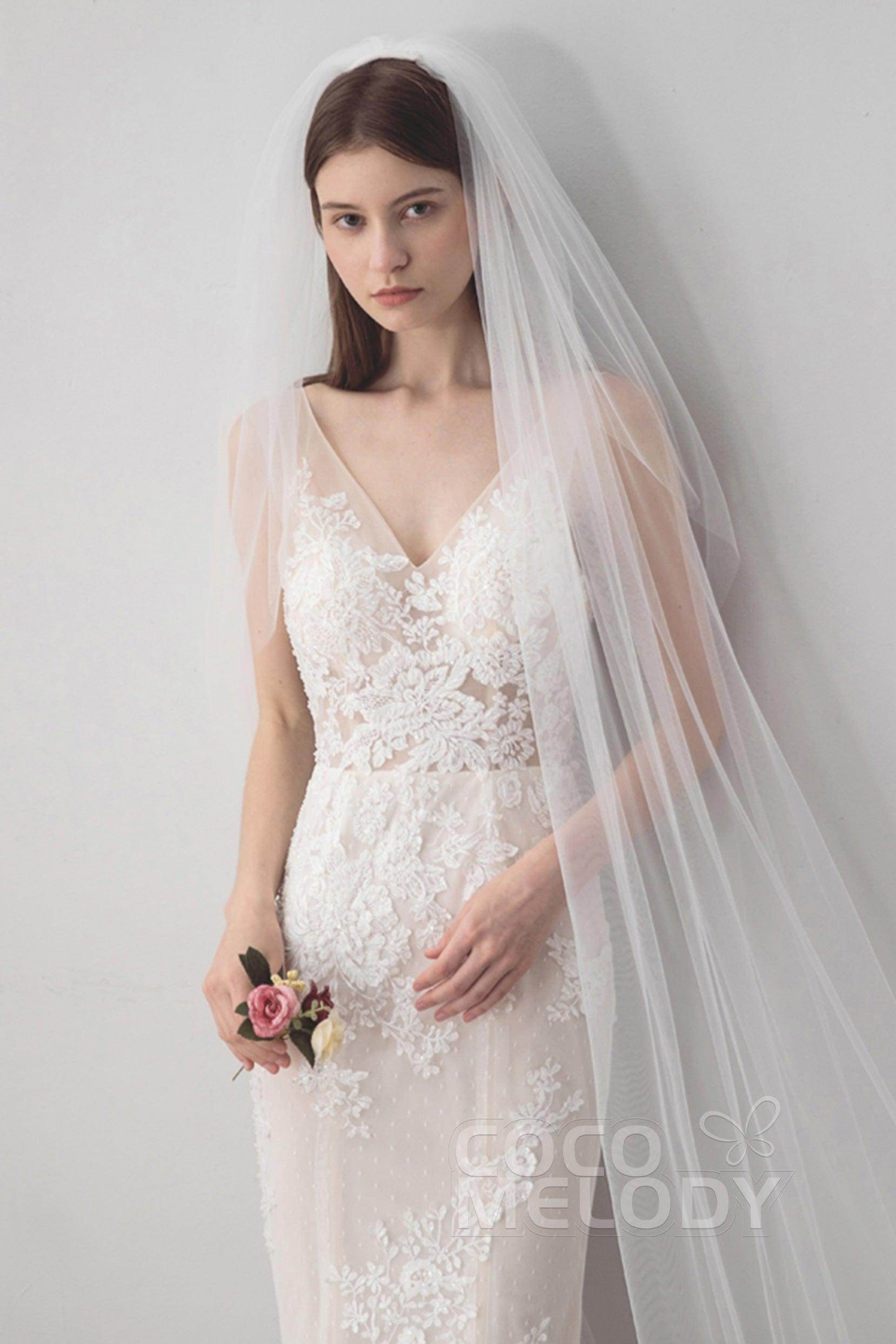Elegant Two-Tier Cut Edge Tulle Chapel Wedding Veil AV18030 - Perfect for Bridal Ceremonies & Formal Occasions
