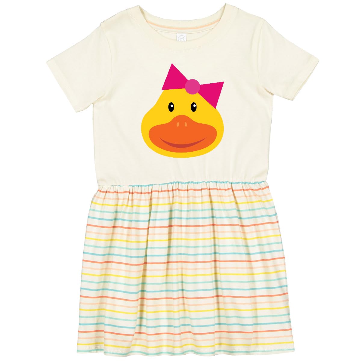 Inktastic Duck Girls Toddler Dress - Cute Cartoon Duck Print Cotton Dress for Baby Girls 1-3 Years | Perfect for Playdates, Birthday Parties & Family Outings