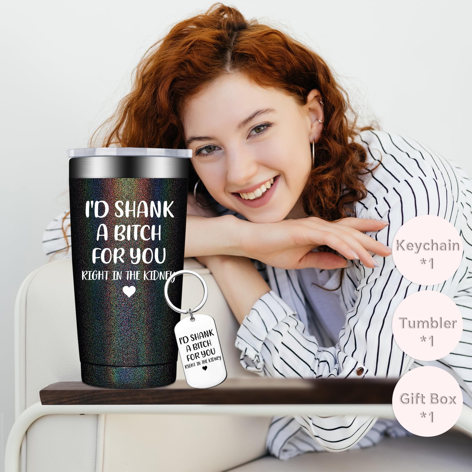 BIRGILT 20oz Stainless Steel Tumbler - Funny Best Friend Gift for Women, Mom, Sister | Birthday, Mother's Day, Friendship, Administrative Professional Day Gift | Perfect for Coffee, Tea & Office Use