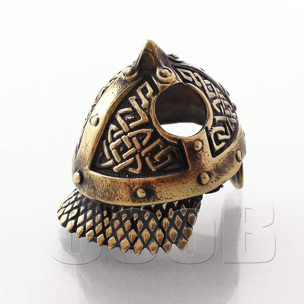 Viking Skull Paracord Bead - Handmade Metal Pendant for EDC & Knife Lanyards - Outdoor Survival Gear