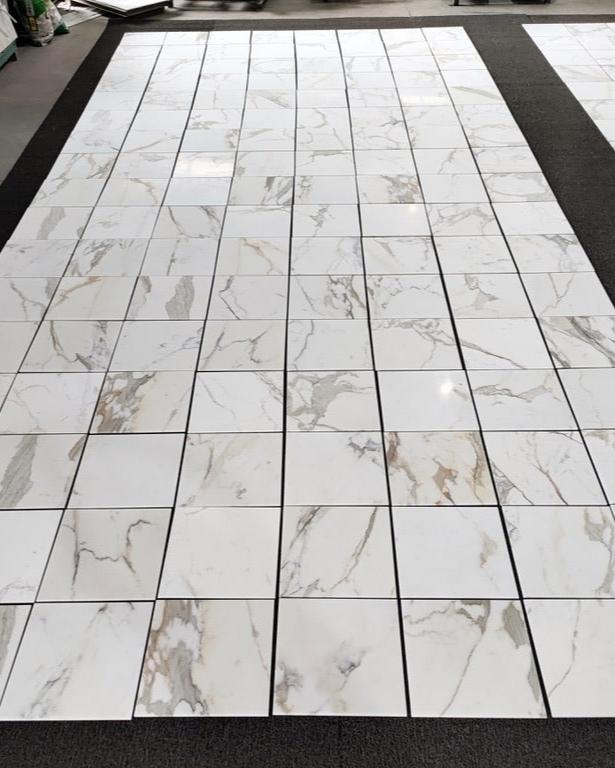 Premium Calacatta Gold Marble Tile 18x18 - Luxury Italian Marble Floor & Wall Tile for Kitchen, Bathroom, and Living Room Renovation
