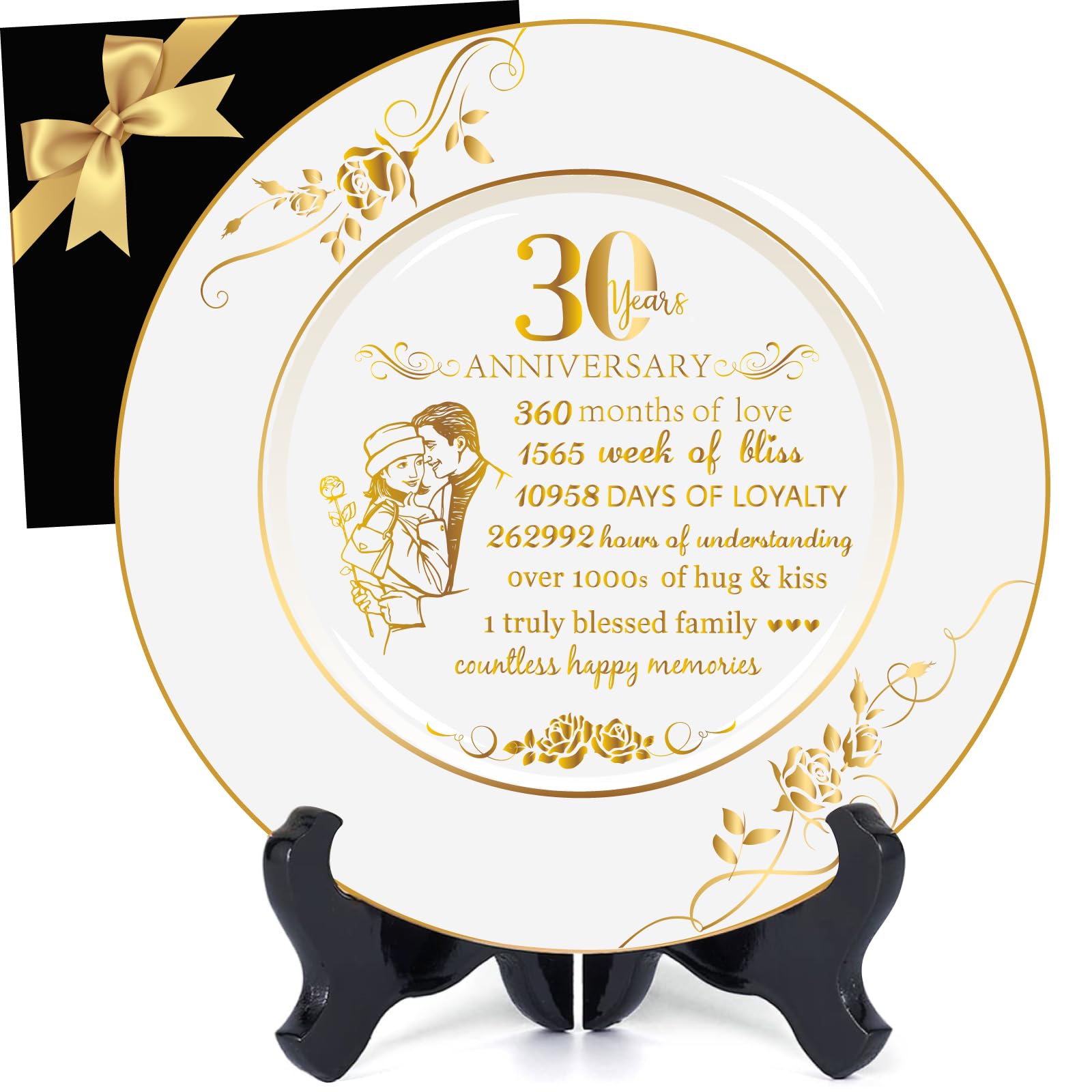 30th Anniversary Plate - Elegant Pearl Wedding Gift for Couples & Parents - 9