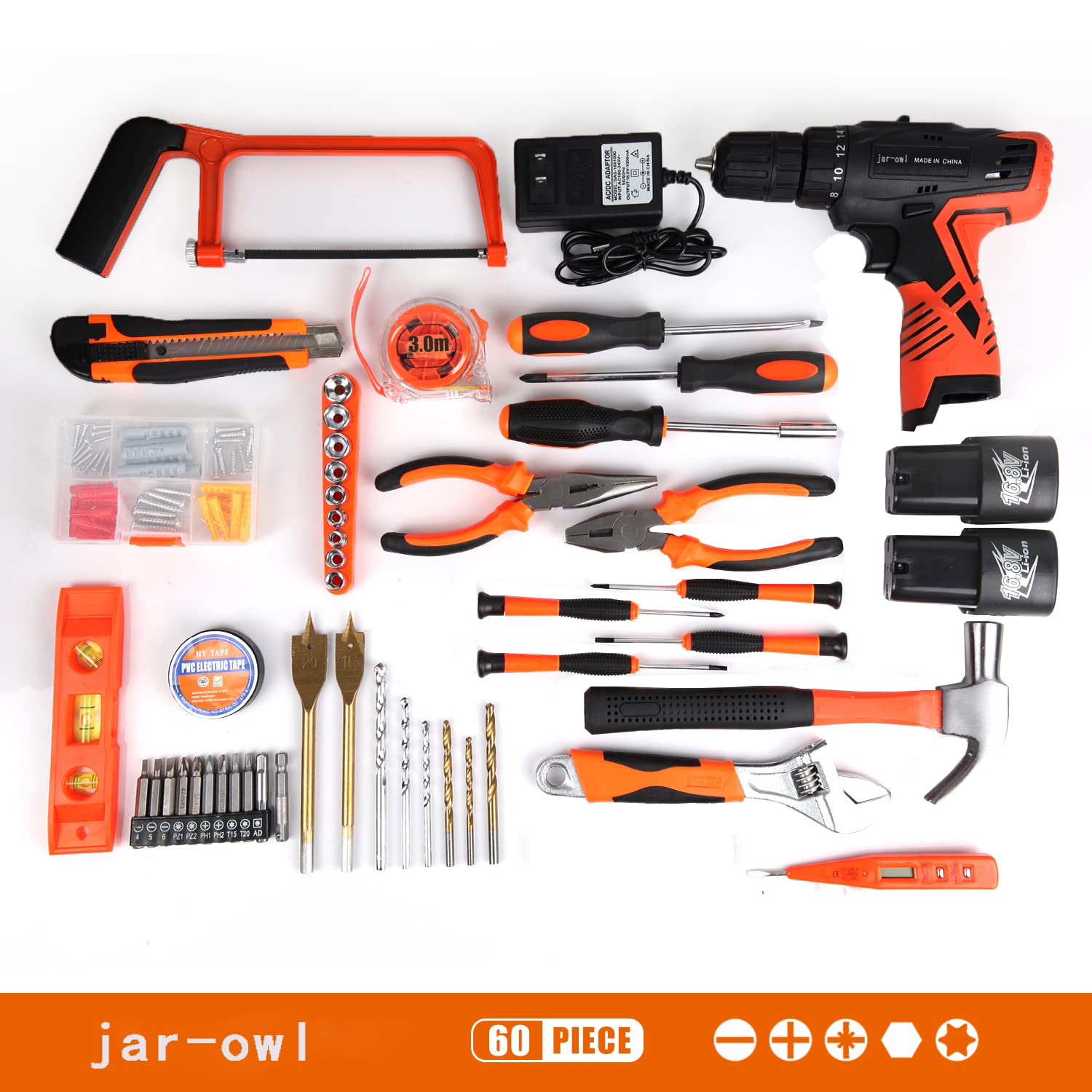 LETTON 16.8V Cordless Drill & Power Tool Combo Kit with 60pc Accessories - Professional Home Repair Tool Set for DIY Projects, Woodworking & Construction Work