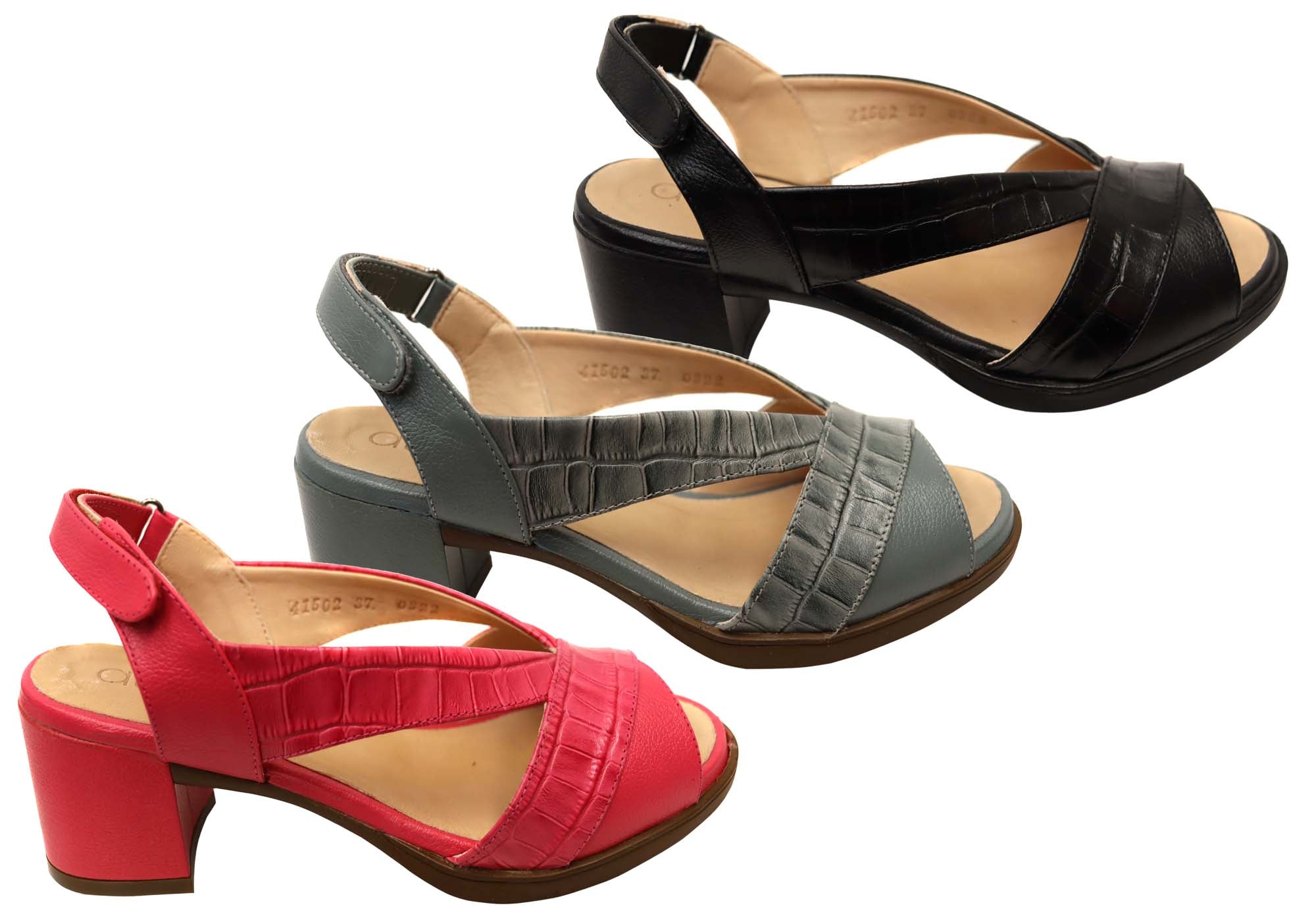 Opananken Raquel Women's Comfortable Leather Mid Heel Sandals - Stylish & Supportive for Work, Party & Summer Outings