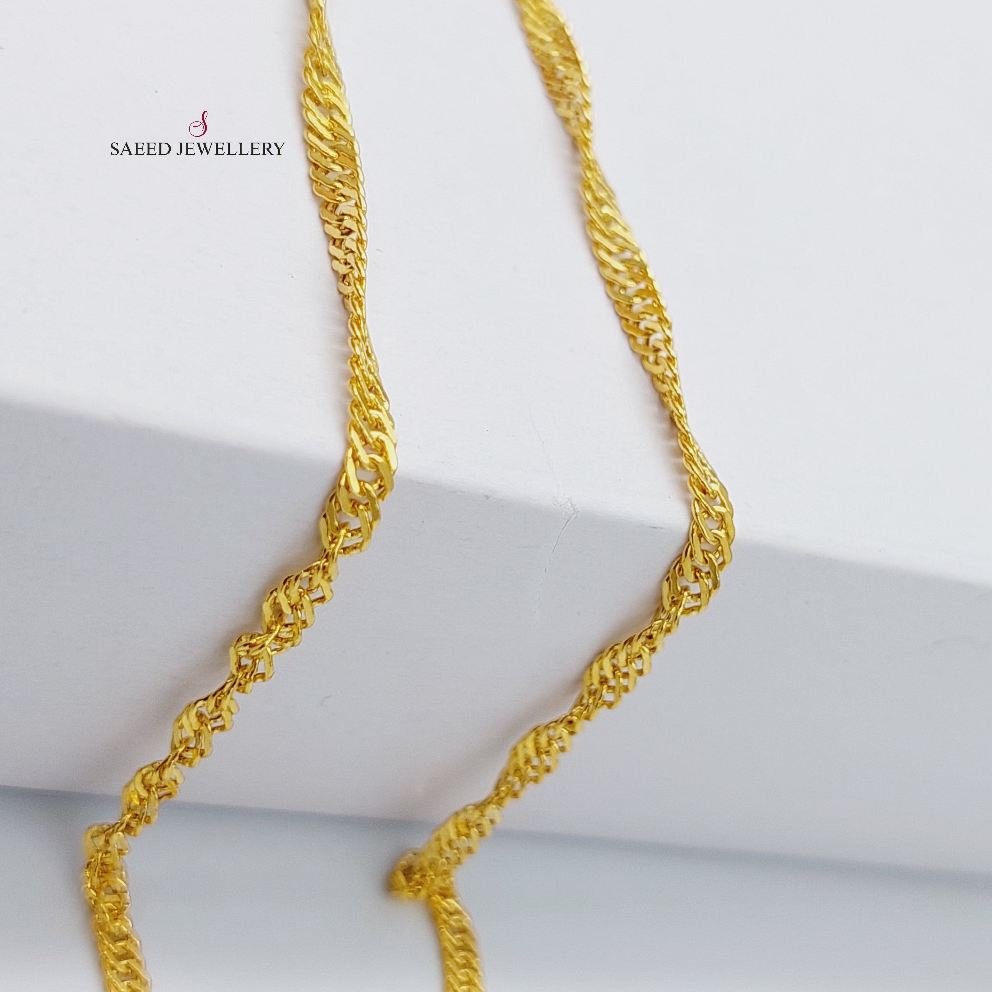 45cm Singapore Chain Necklace for Women - 18K Gold Plated Stainless Steel Jewelry - Perfect for Everyday Wear, Parties & Gifts
