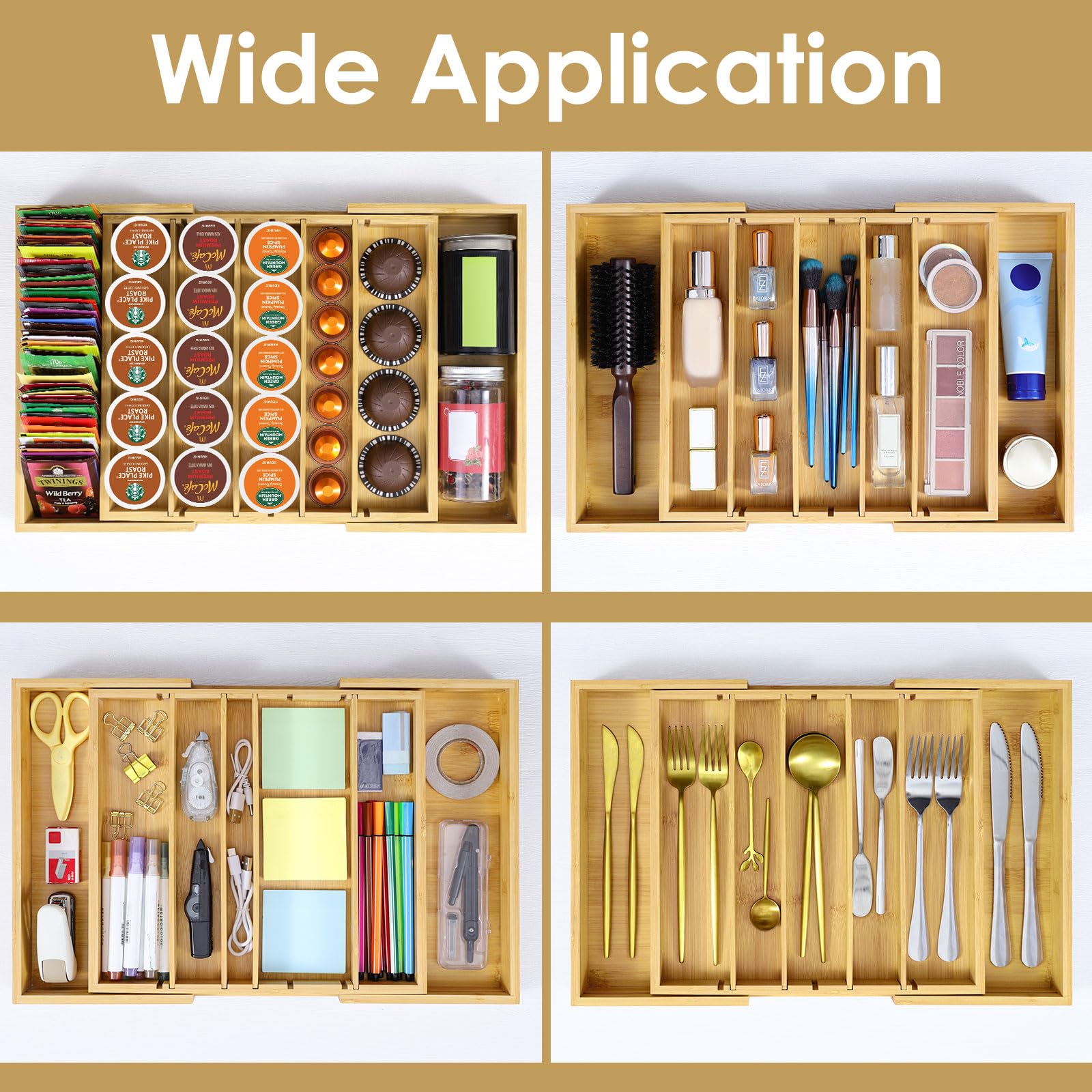 Bamboo Coffee Pod Holder Drawer Organizer - Compatible with Nespresso Vertuo & 25-45 K-Cups | Space-Saving Storage for Coffee Station, Home Office & Kitchen Counter | Perfect for Single-Serve Coffee Lovers & Capsule Organization