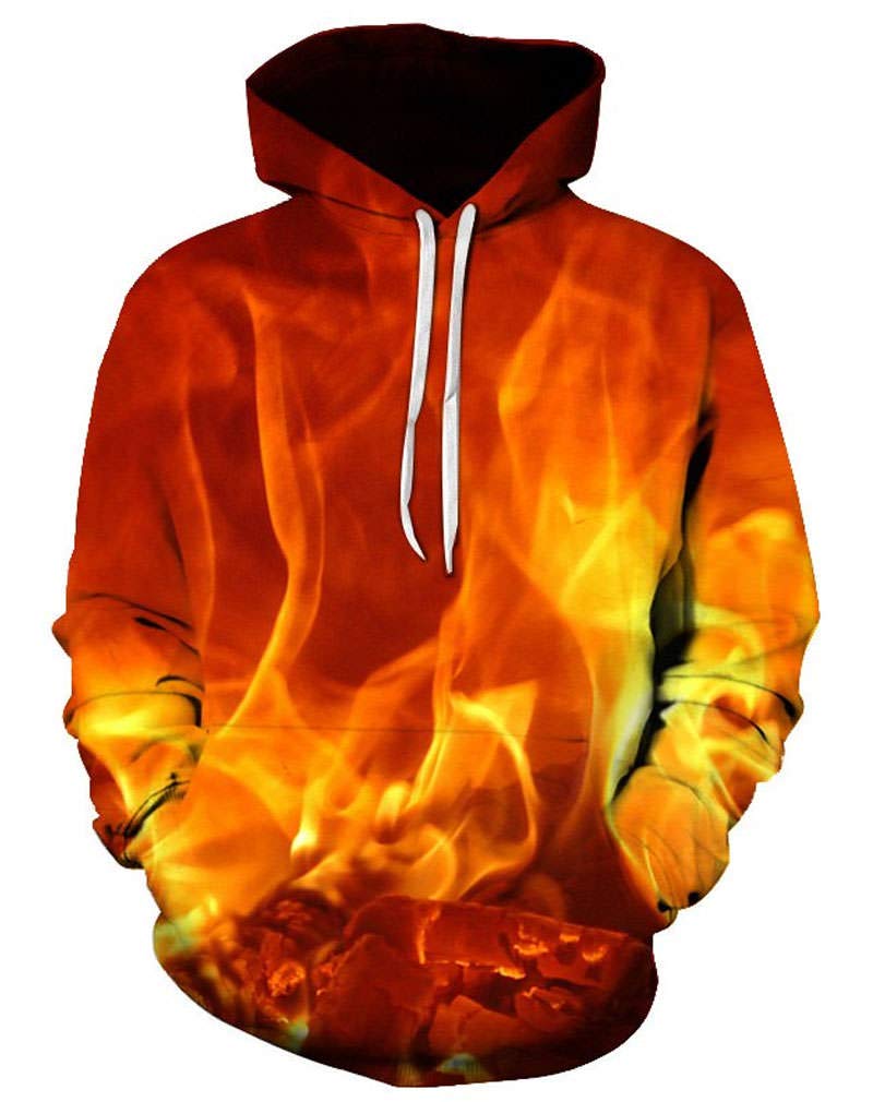 9Yourtime Fire Printed Hoodie Sweatshirt - Men's Streetwear Pullover with Graphic Design for Casual Wear, Gym, and Outdoor Activities