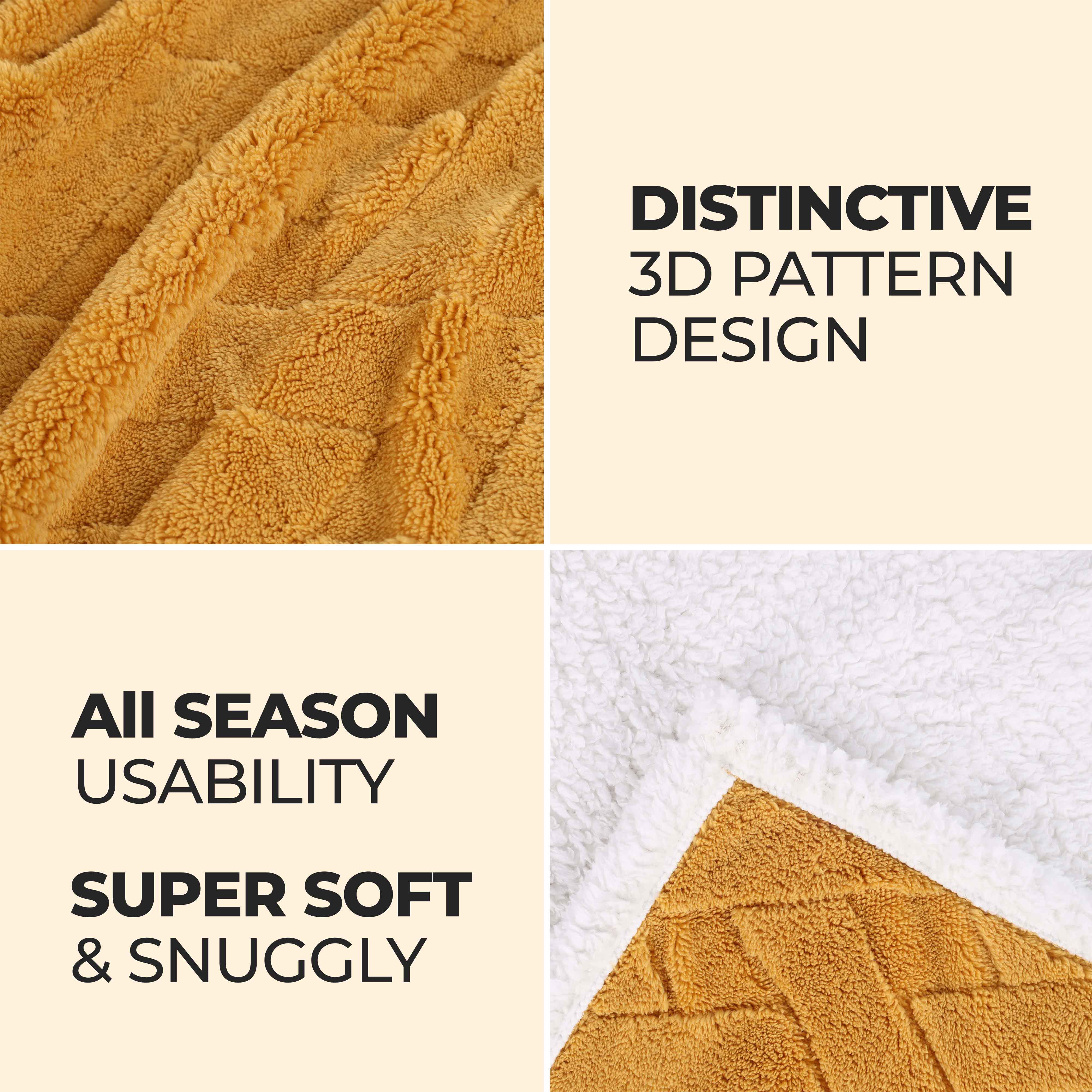 Nuuk Reversible Jacquard Lattice Plush Sherpa Fleece Blanket - Ultra Soft & Warm Winter Throw for Couch, Bed & Travel - Cozy Home Decor Gift for Christmas & Cold Weather