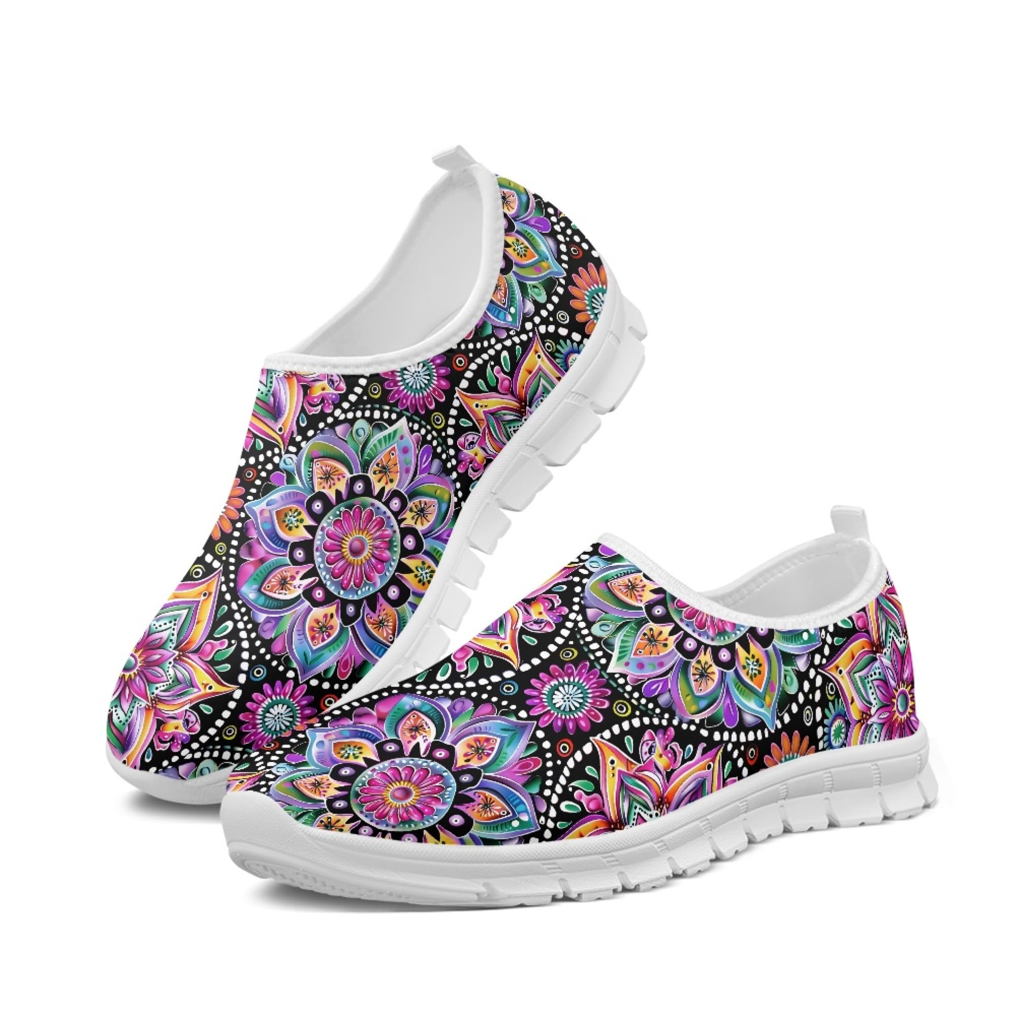 Women's Fashion Print Slip-On Walking Shoes - Breathable Flat Casual Sneakers for Comfort & Style | Perfect for Walking, Travel & Everyday Wear