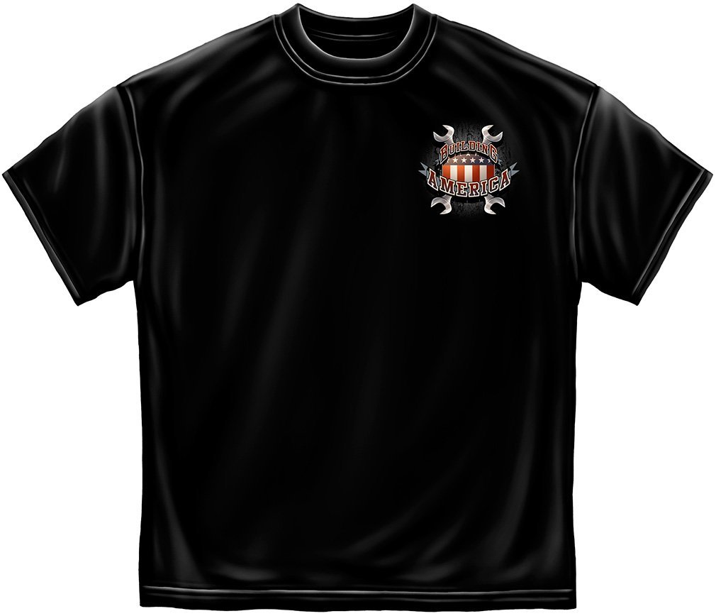 Erazor Bits T-Shirt - American Iron Worker Graphic Tee - Black Cotton Shirt for Men - Perfect for Construction Work, Casual Wear & Motorcycle Riding