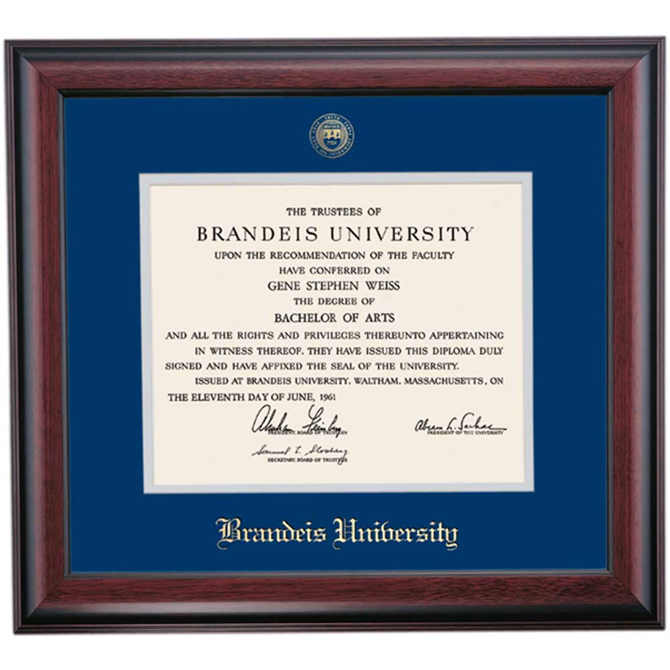 Brandeis University Diploma Frame - 9.5