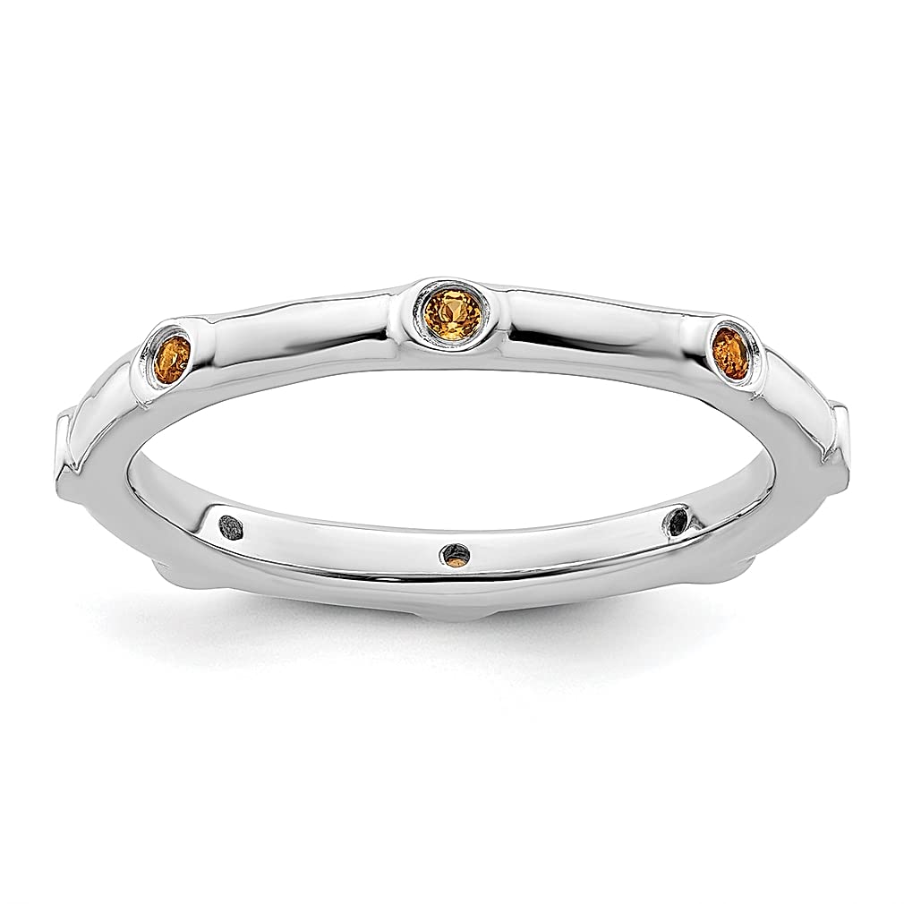 925 Sterling Silver Yellow Citrine Band Ring - November Birthstone Gemstone Jewelry for Women, Stackable Fine Jewelry Gift for Her - Perfect for Birthdays, Anniversaries & Everyday Wear