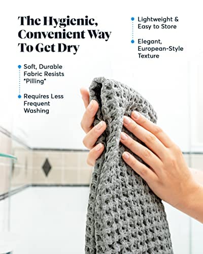 Premium SUTERA Waffle Weave Bath & Hand Towel Set - 2 Bath Towels & 2 Hand Towels, Soft & Absorbent, Gray & White Collection for Spa, Bathroom & Guest Use