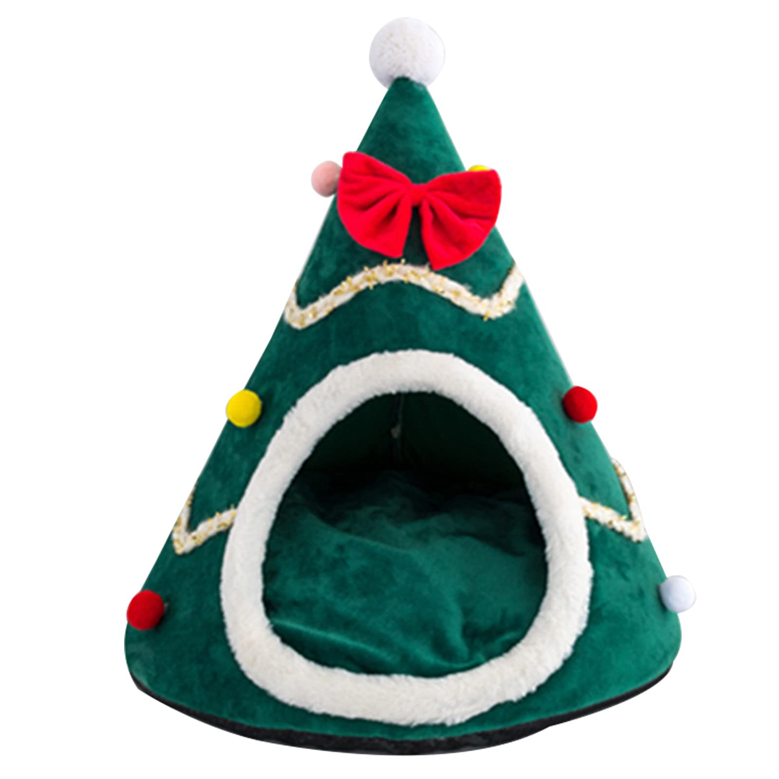Washable Cat Beds for Indoor Cats & Small Dog Beds - Super Soft Plush Flannel Pet Bed with Slip-Resistant Bottom | Halloween & Christmas Themed Cozy Pet Sleeping Solution for Home, Office or Travel