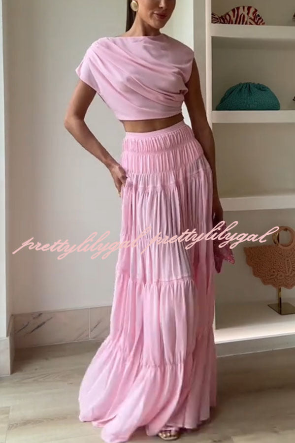 Elegant Chiffon Elastic Waist A-Line Maxi Skirt for Women - Flowy Summer Beach Dress, Boho Party Outfit & Casual Daywear