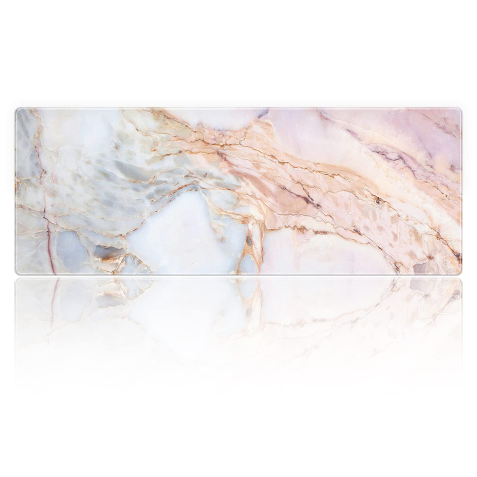 Premium XXL Gaming Mouse Pad - Oversized Extended Pink Marble Keyboard & Mouse Mat (31.5