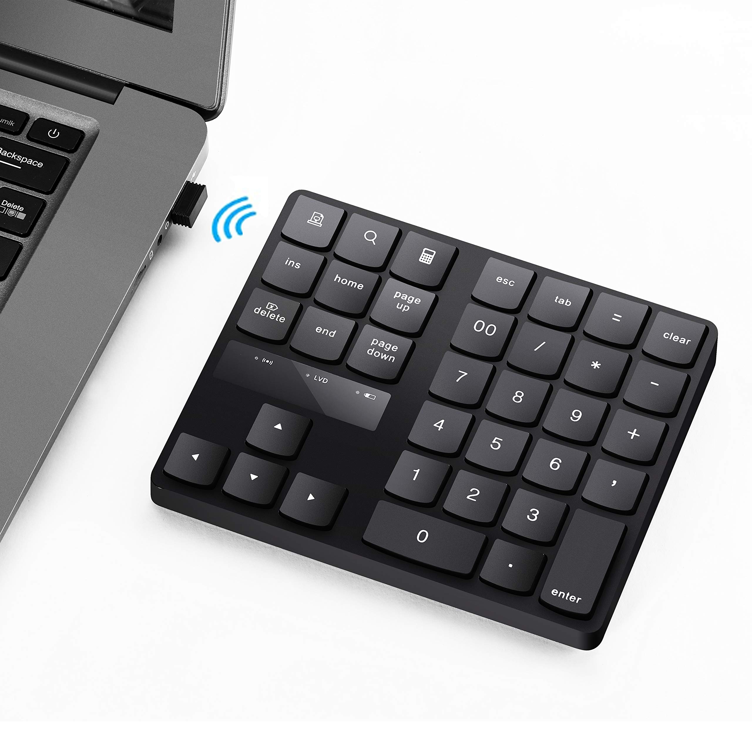 35-Keys Wireless Numeric Keypad - USB Rechargeable, Ultra-Silent External Number Pad for MacBook Pro/Air & Windows Laptops - Perfect for Accounting, Data Entry & Office Work
