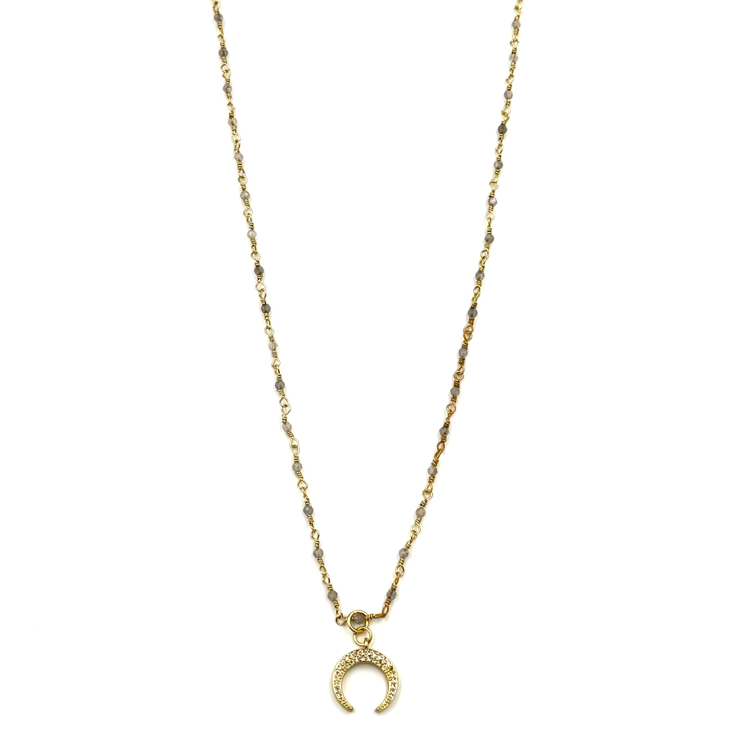 Ashley Gold Stainless Steel Gold Plated CZ Crescent Charm Necklace for Women - Perfect for Parties, Weddings & Everyday Elegance