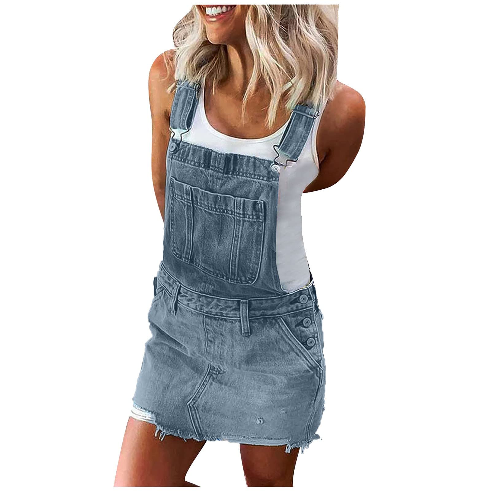 Women's Denim Jumpsuit Shortalls - Adjustable Straps High Waist Bib Overalls Romper | Casual Summer Outfit for Beach, Picnic & Street Style