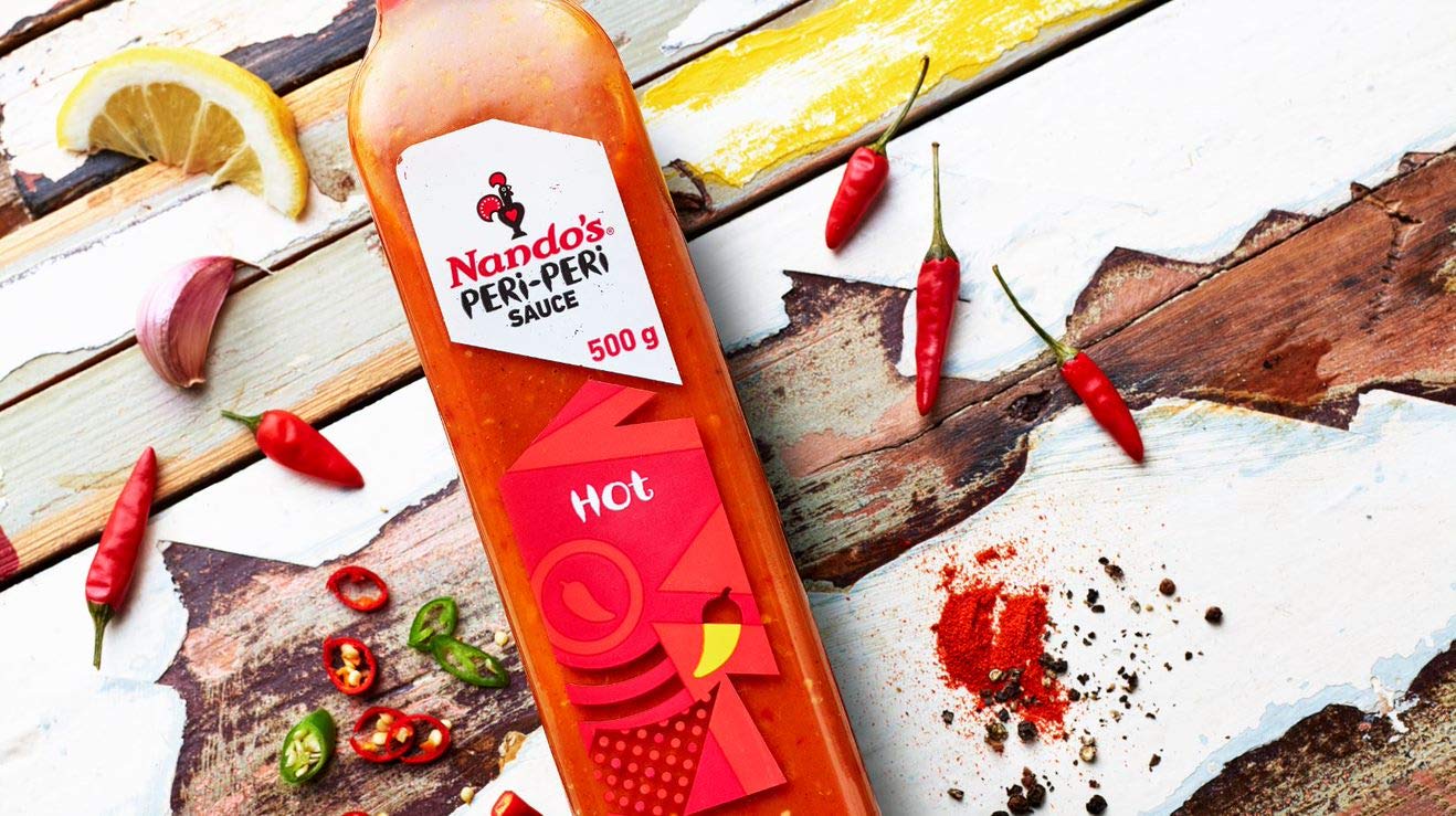 Nando's Peri-Peri Hot Chili Sauce - 500g Bottle (Pack of 6) | Authentic African Flavored Hot Sauce for Grilling, Marinades & Cooking | Perfect for BBQ, Wings & Spicy Food Lovers
