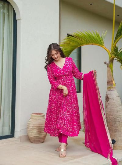 Elegant Pink Embroidered Anarkali Suit for Women - Traditional Indian Party Wear - Perfect for Weddings, Festivals & Special Occasions - UK Next Day Delivery