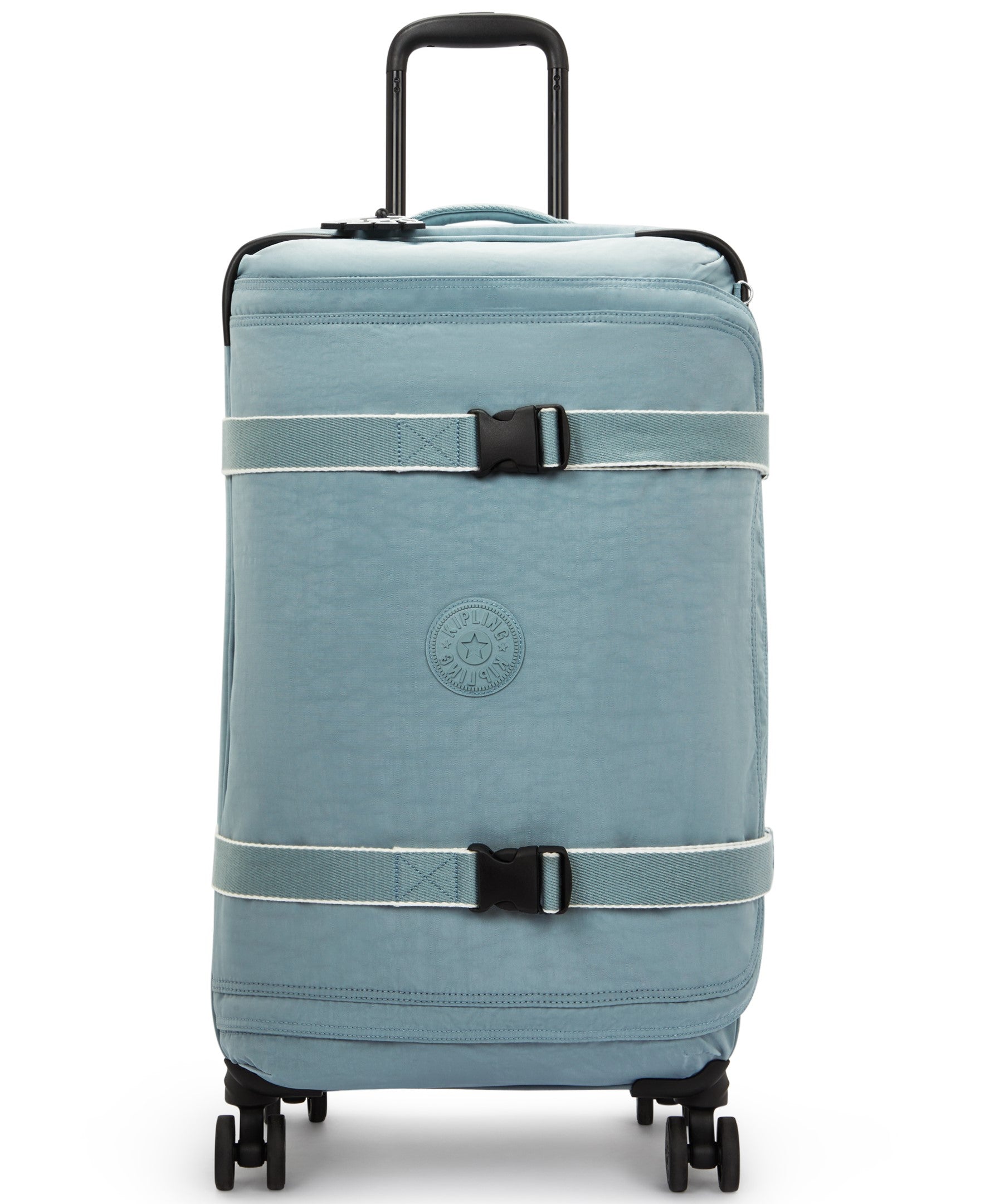 Kipling Spontaneous Medium Rolling Luggage - Lightweight Carry-On Suitcase with Spinner Wheels, Relaxed Grey | Perfect for Business Travel & Weekend Getaways