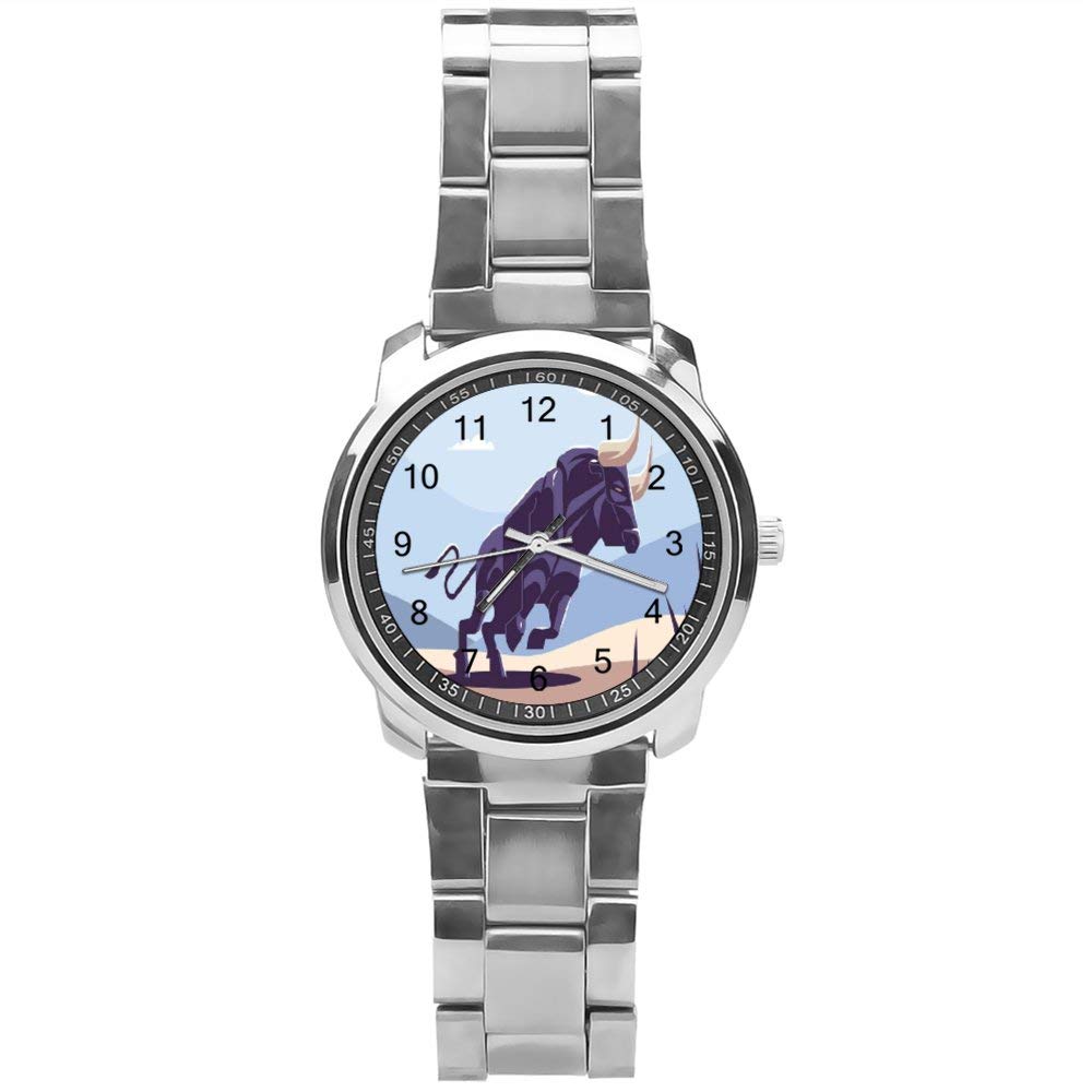 Yolocal Animal Themed Analog Wrist Watch for Boys - Stainless Steel Band, Water Resistant Kids Watch for School, Sports & Outdoor Activities