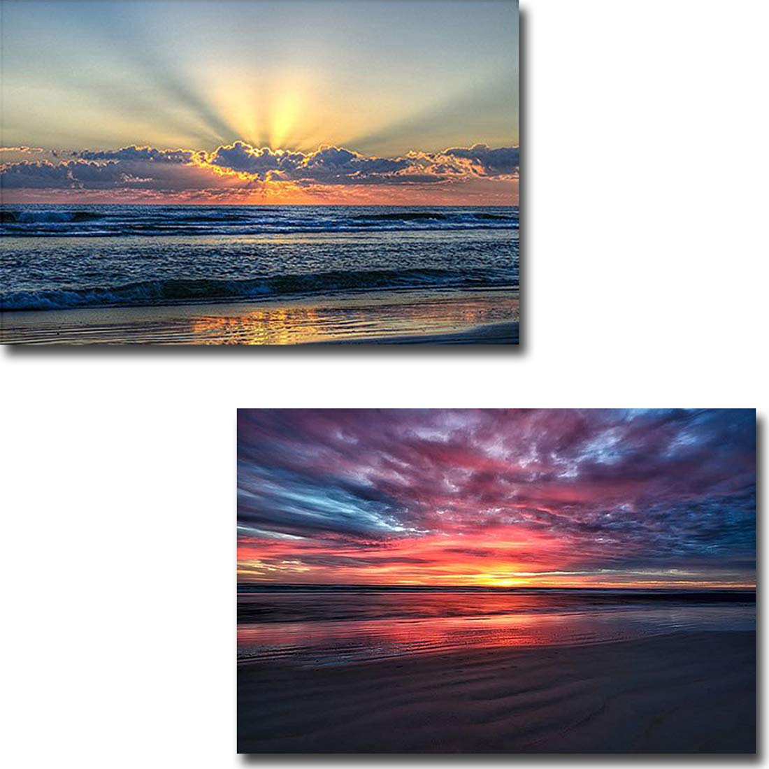 Radiant Dawn & Natures Palette by Chuck Burdick - Premium 2-Piece Gallery-Wrapped Canvas Giclee Art Set (12x18 Inches Each, Ready-to-Hang) - Perfect for Living Room, Bedroom & Office Wall Decor