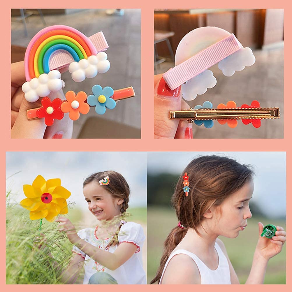 42 PCS Colorful Hair Clips for Baby Girls - Cute Rainbow Candy Flower Fruit Animal Hair Pins & Barrettes, Hair Bows for Infants Toddlers Kids Teens | Perfect for Daily Styling, Parties, School & Special Occasions