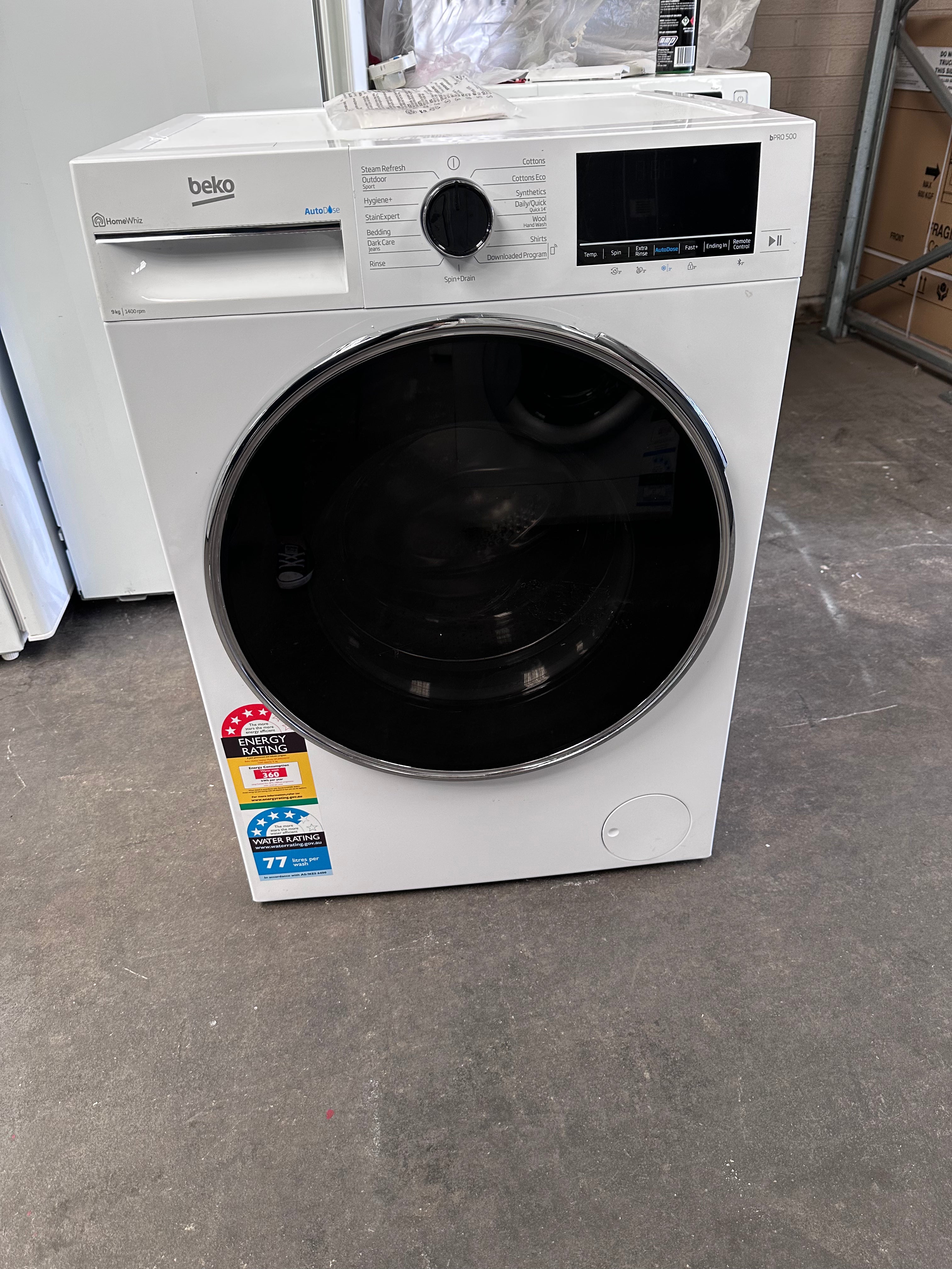 Beko BFLB902ADW 9kg Auto Dose Front Load Washing Machine - Energy Efficient, Quiet Operation - Perfect for Apartments & Small Homes (Factory Second)