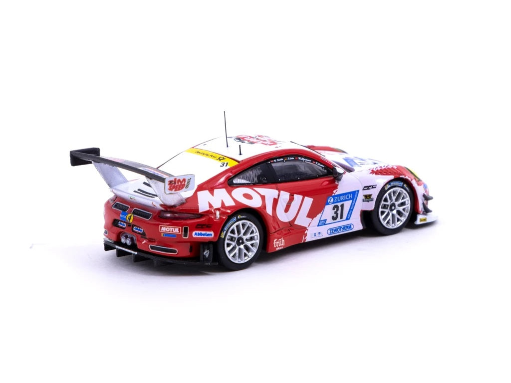Tarmac Works 1:64 Scale Porsche 911 GT3 R Nürburgring 24h 2017 #31 Diecast Model Car - Collectible Racing Toy for Display & Play