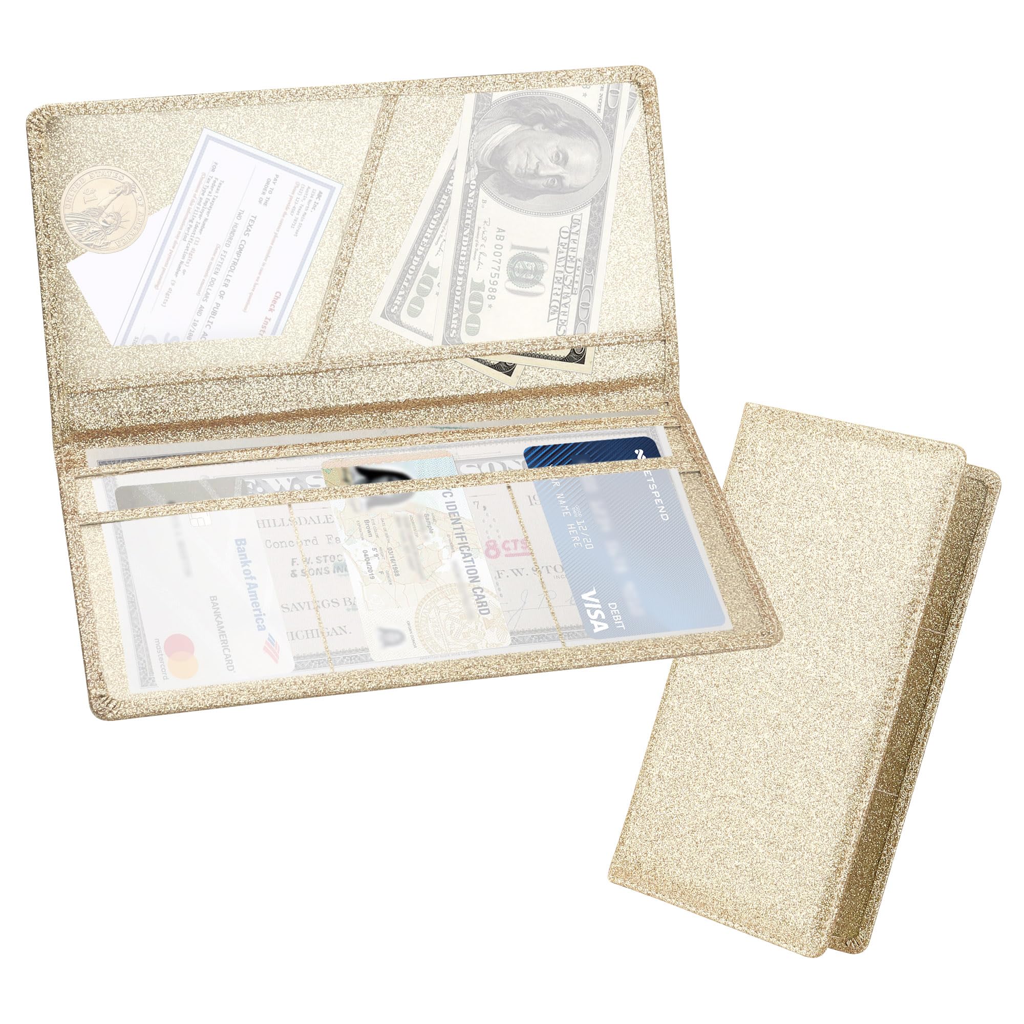 Magnetic PU Leather Car Registration & Insurance Holder - Universal Glove Box Organizer for ID, Credit Cards & Documents - Gold Car Interior Accessories for Sedans, SUVs & Trucks (Perfect for Road Trips & Daily Commute)