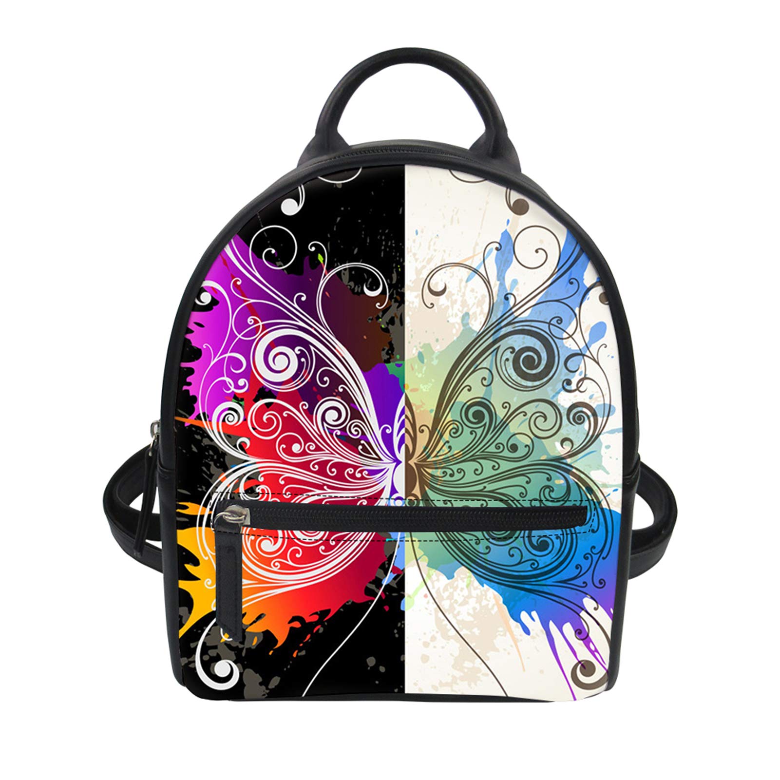 CLOHOMIN Artistic Watercolor Butterfly PU Leather Backpack - Cute Animal Print Travel Shoulder Bag for Women, Large Capacity Casual Purse with Zipper | Perfect for College, Work Commute & Weekend Getaways