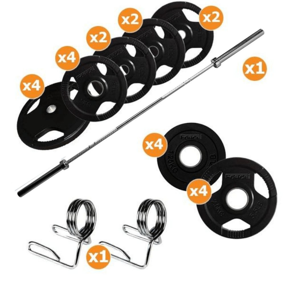 195kg Barbell & Weights Set - Heavy Duty Olympic Weightlifting Kit for Home Gym & Strength Training