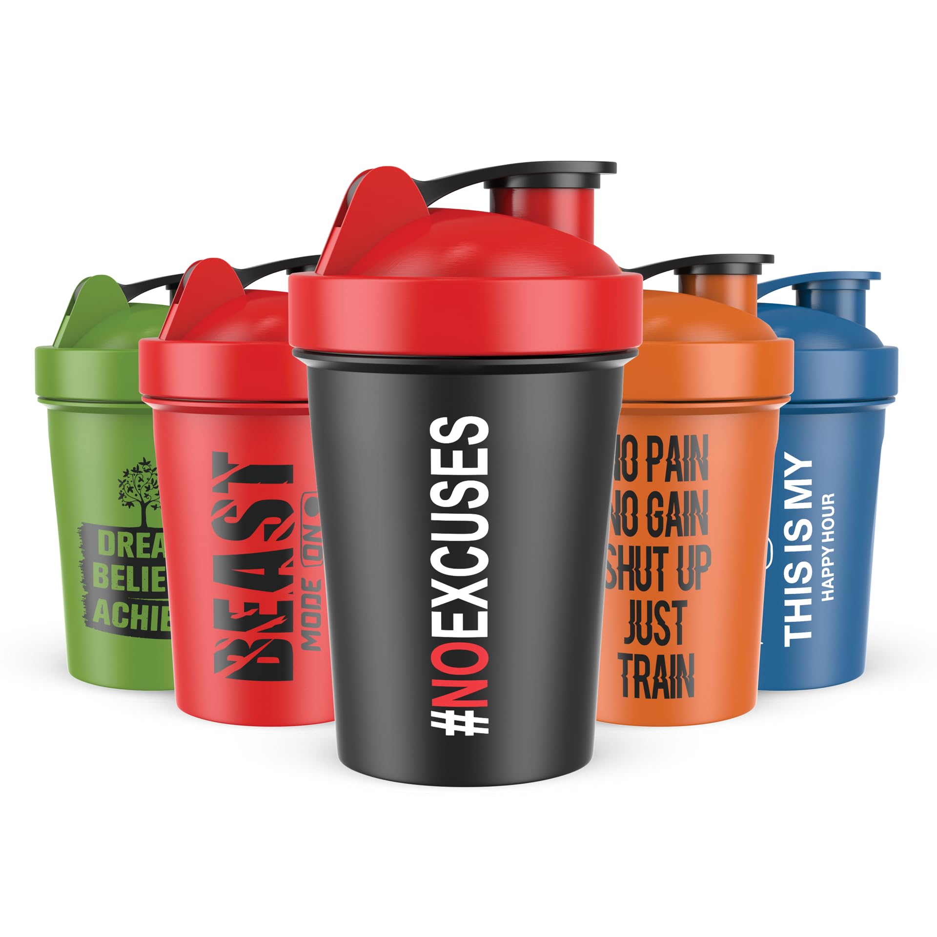 5 Pack 20oz Protein Shaker Bottles - BPA-Free, Dishwasher Safe Mixing Cups for Protein Powder, Pre-Workout & Smoothies - Perfect for Gym, Fitness & Post-Workout Recovery