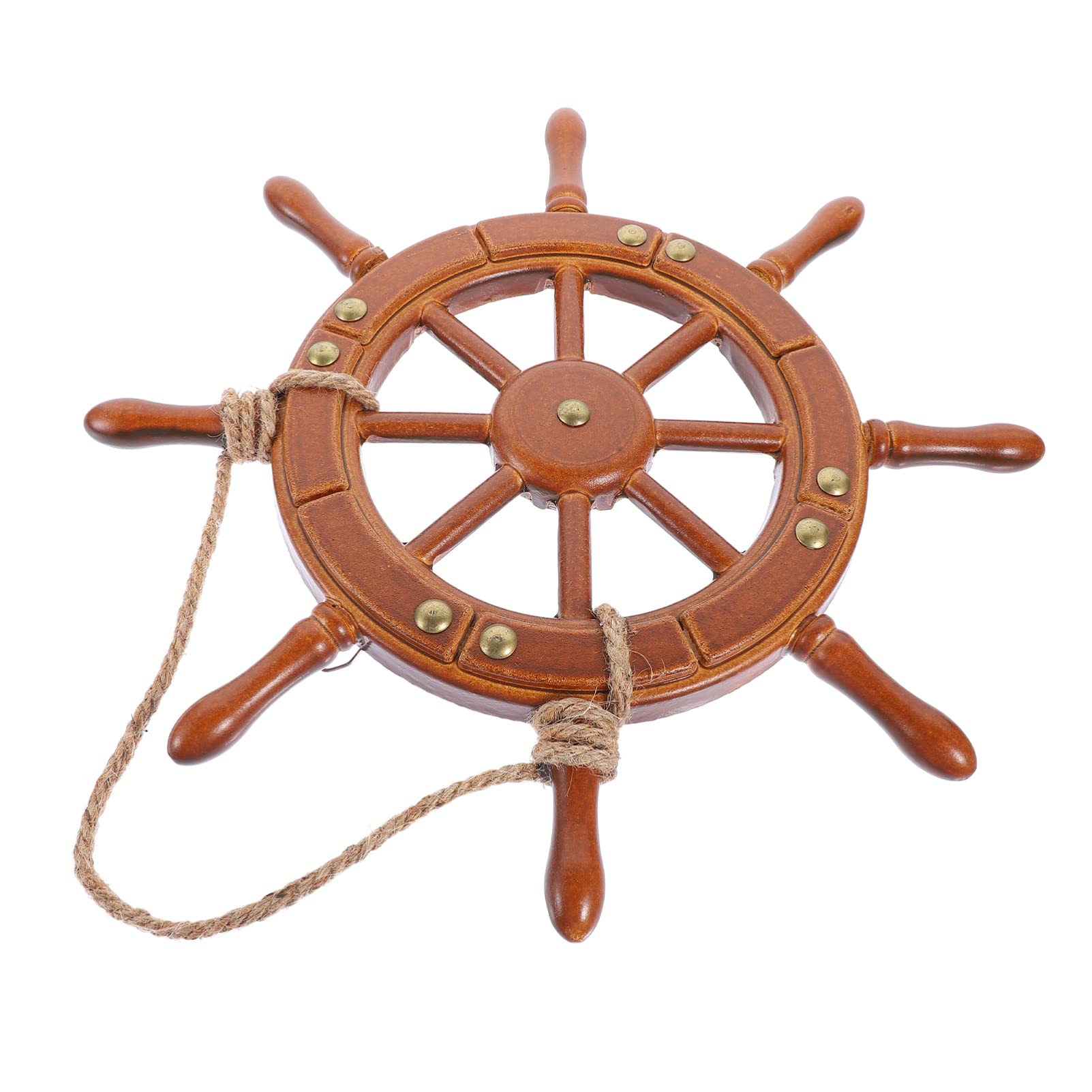 35cm Wooden Nautical Ship Steering Wheel - Rustic Boat Decor for Wall, Home & Hotel - Perfect for Beach House, Mediterranean & Coastal Theme Decorations