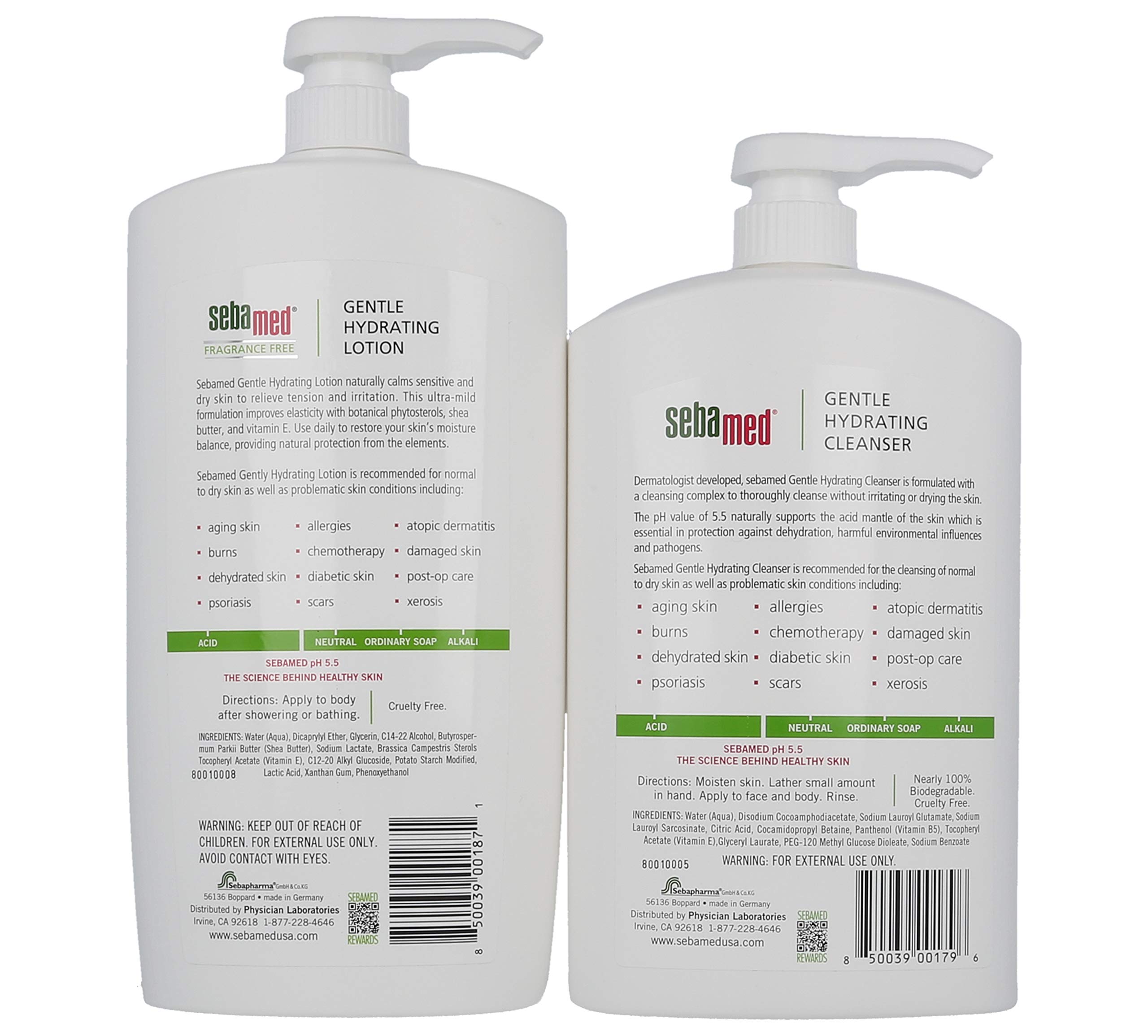 SEBAMED Fragrance-Free Gentle Hydrating Lotion & Cleanser Value Pack (2 x 1 Liter) - Hypoallergenic Skincare Set for Sensitive Skin - Perfect for Daily Face & Body Care Routine