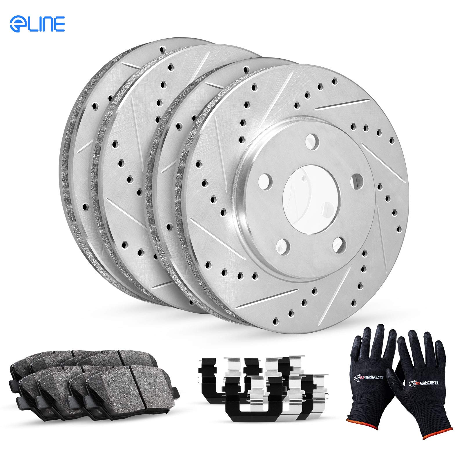 R1 Concepts Complete Front & Rear Brake Kit with Ceramic Pads & Rotors | Fits 1987-1988 Mercury Cougar | Includes Hardware Kit | Perfect for Daily Driving & Performance Upgrades
