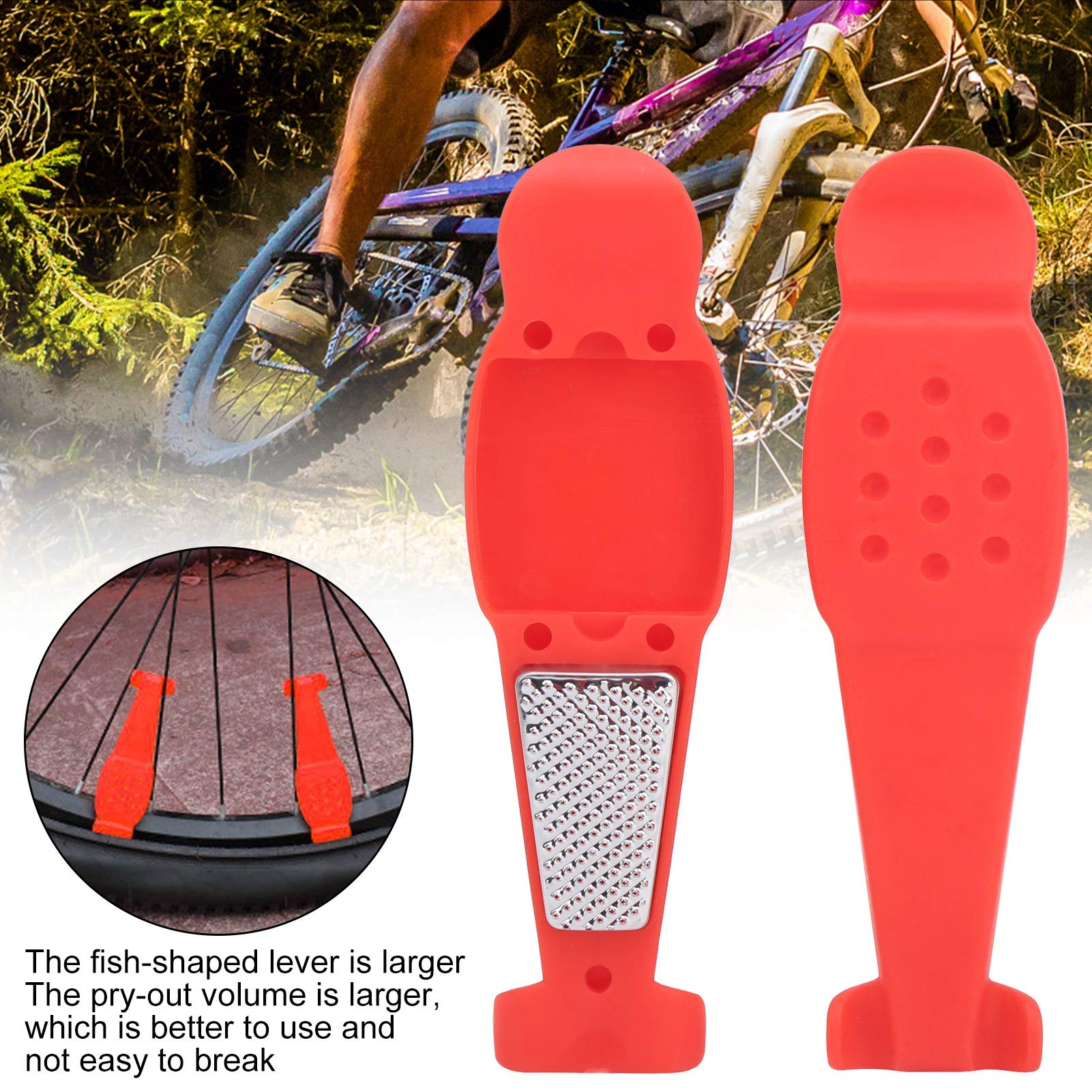 Bicycle Tire Repair Kit with Rasp Tool & Tire Levers - Puncture Patch Kit for Bike Tubes - Durable Bike Tire Repair Tools (Red) - Perfect for Road Bikes, Mountain Bikes & Commuting Emergencies