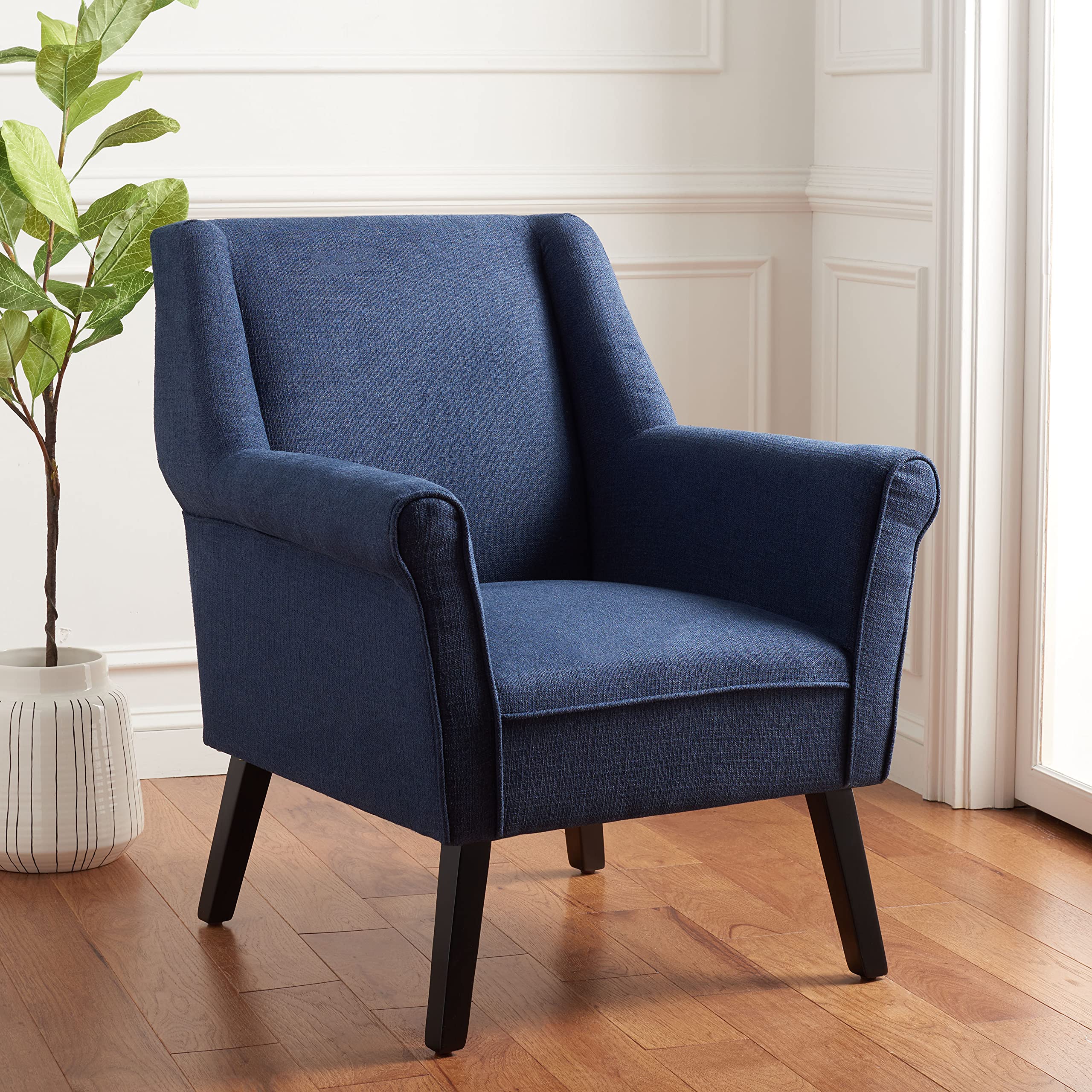 SAFAVIEH Home Collection Videl Navy/Black Accent Chair - Modern Living Room Furniture for Small Spaces, Office, Bedroom & Reading Nook