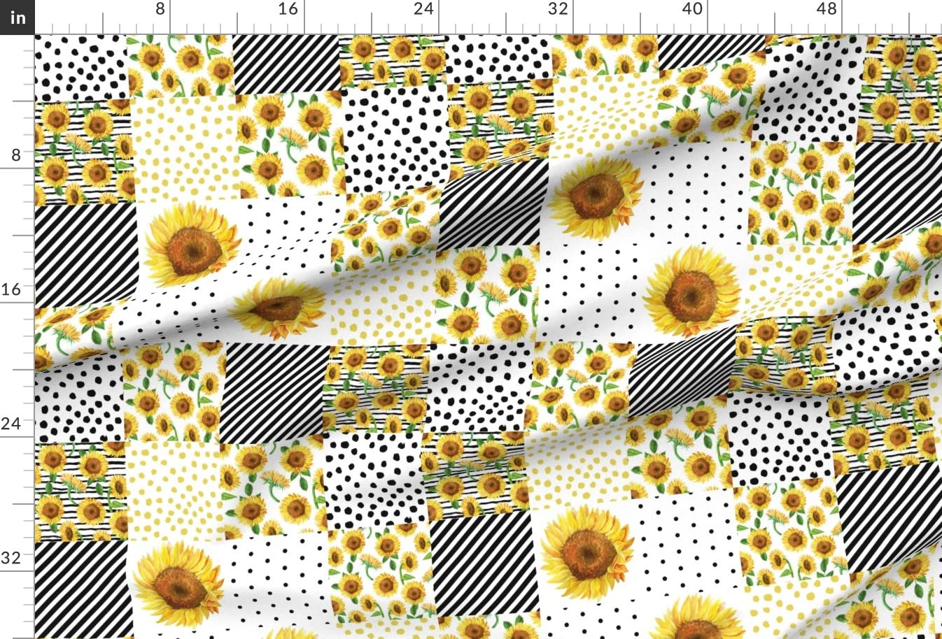 Sunflower Printed Chiffon Fabric Fat Quarter - Yellow Floral Quilt Cheater for Baby Girl Nursery, Sewing Fashion Apparel & Home Decor | Perfect for Dresses, Curtains, DIY Crafts & Scrapbooking